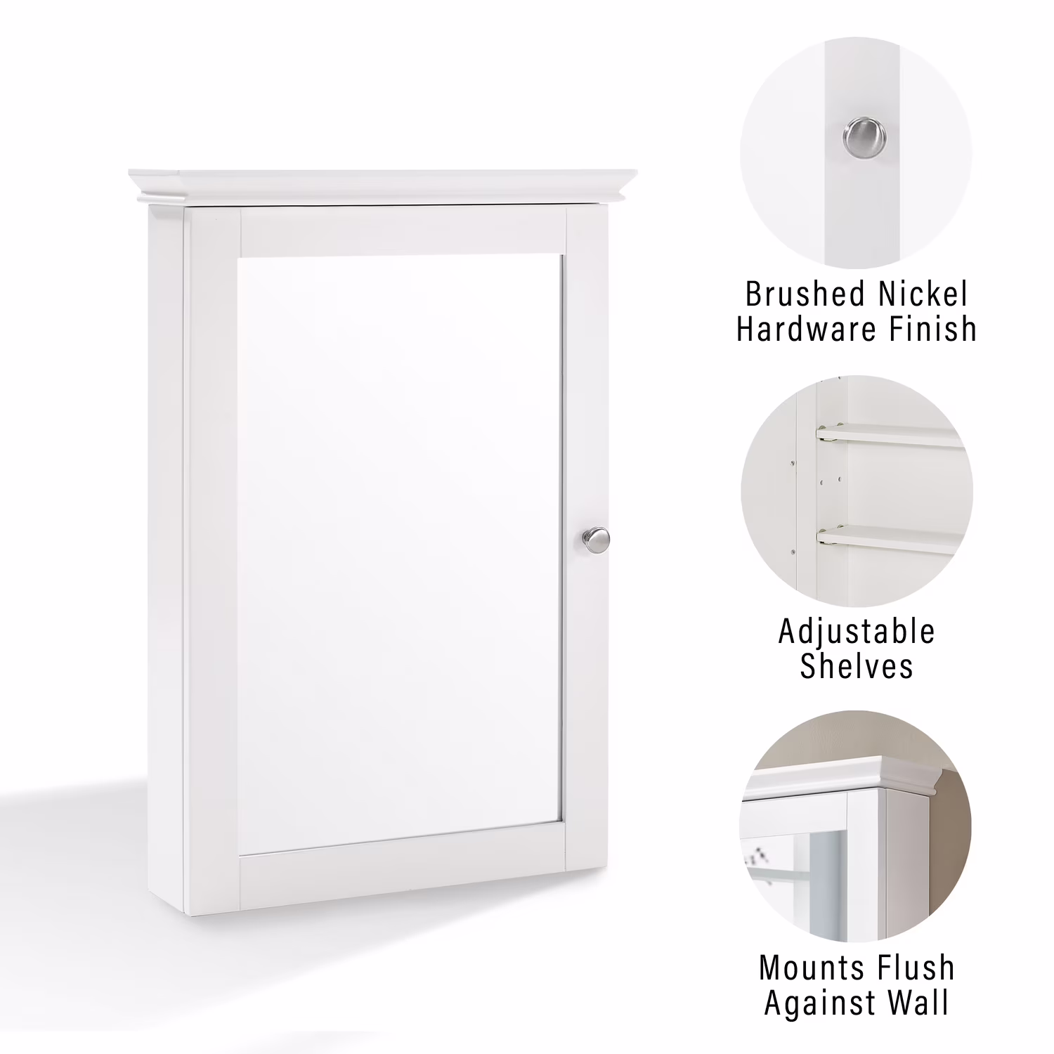 LYDIA MIRRORED WALL CABINET IN WHITE