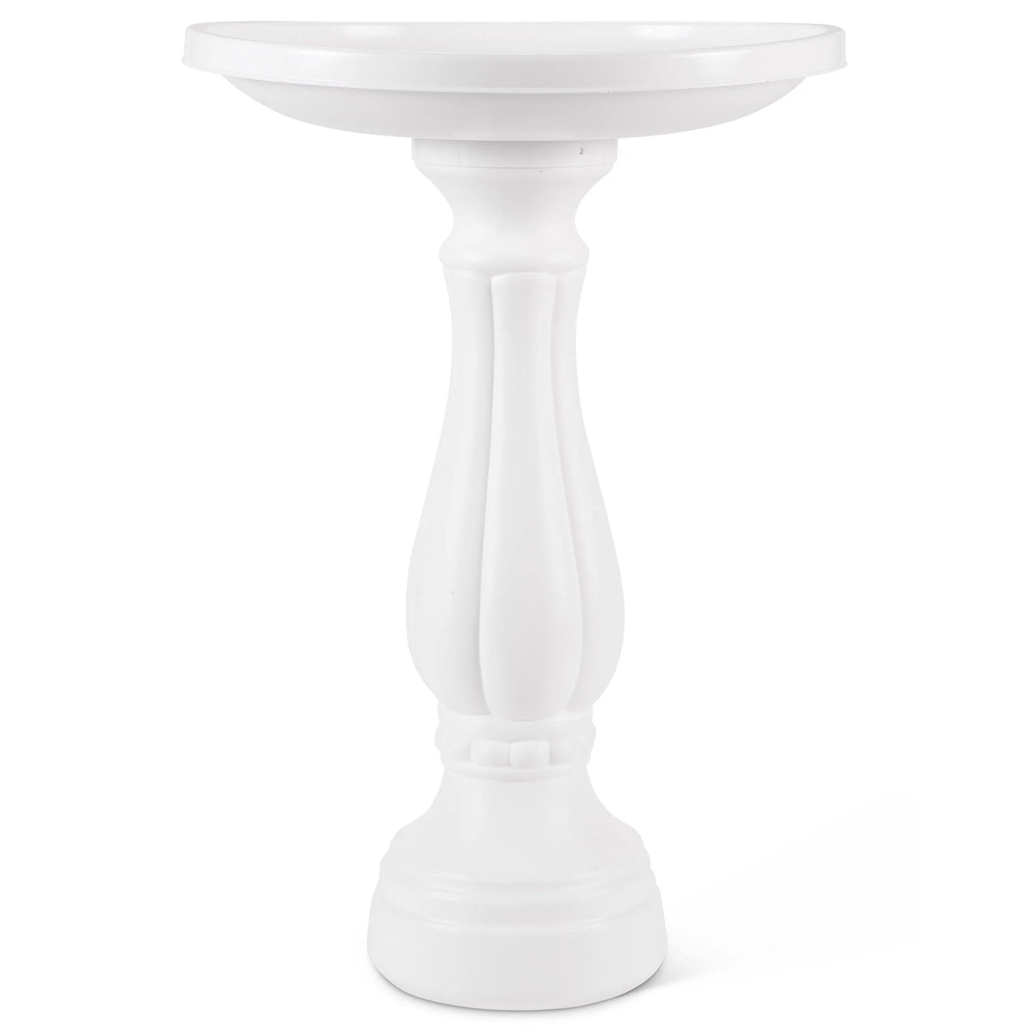 Bloem Promo Birdbath With Pedastal:  White - 17" Basin With 2" Depth, 25" Fillable Pedastal, Smooth Gloss, Durable & Weather Resistant Resin, For Indoor &Outdoor Use, Gardening