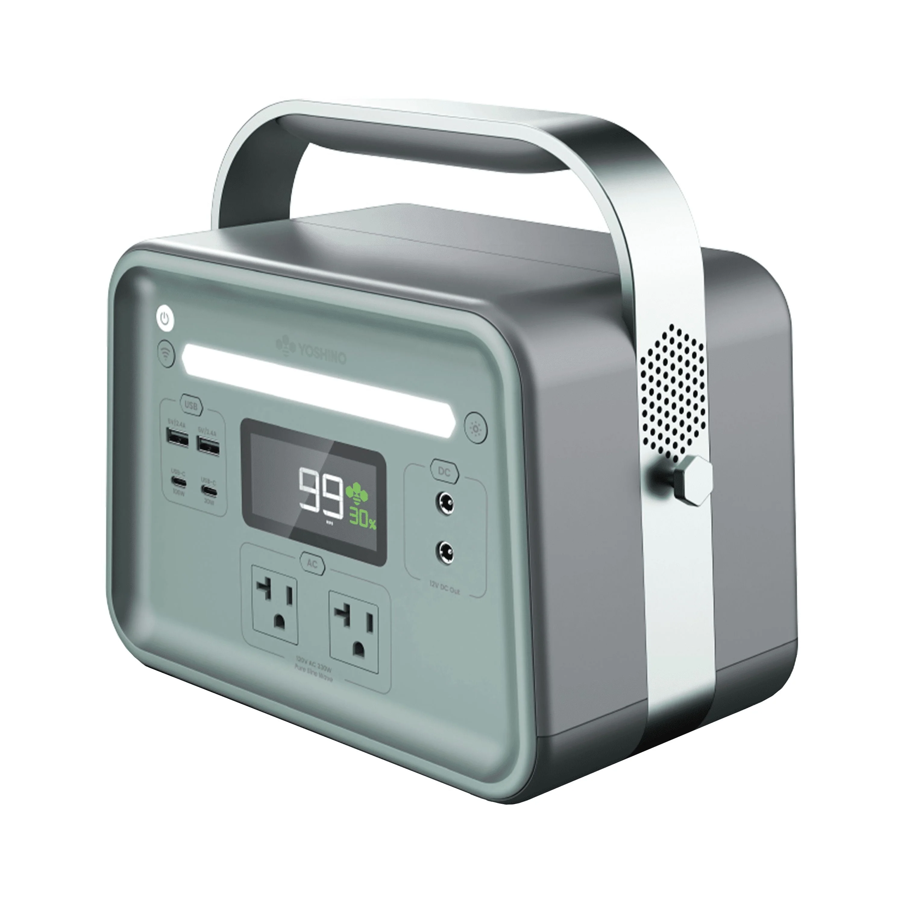 Yoshino B330 SST New Solid-State Portable Power Station 241Wh, 330W Continuous/480W Peak Battery, Recreation, Camping, Emergency, Solar Optional Generator