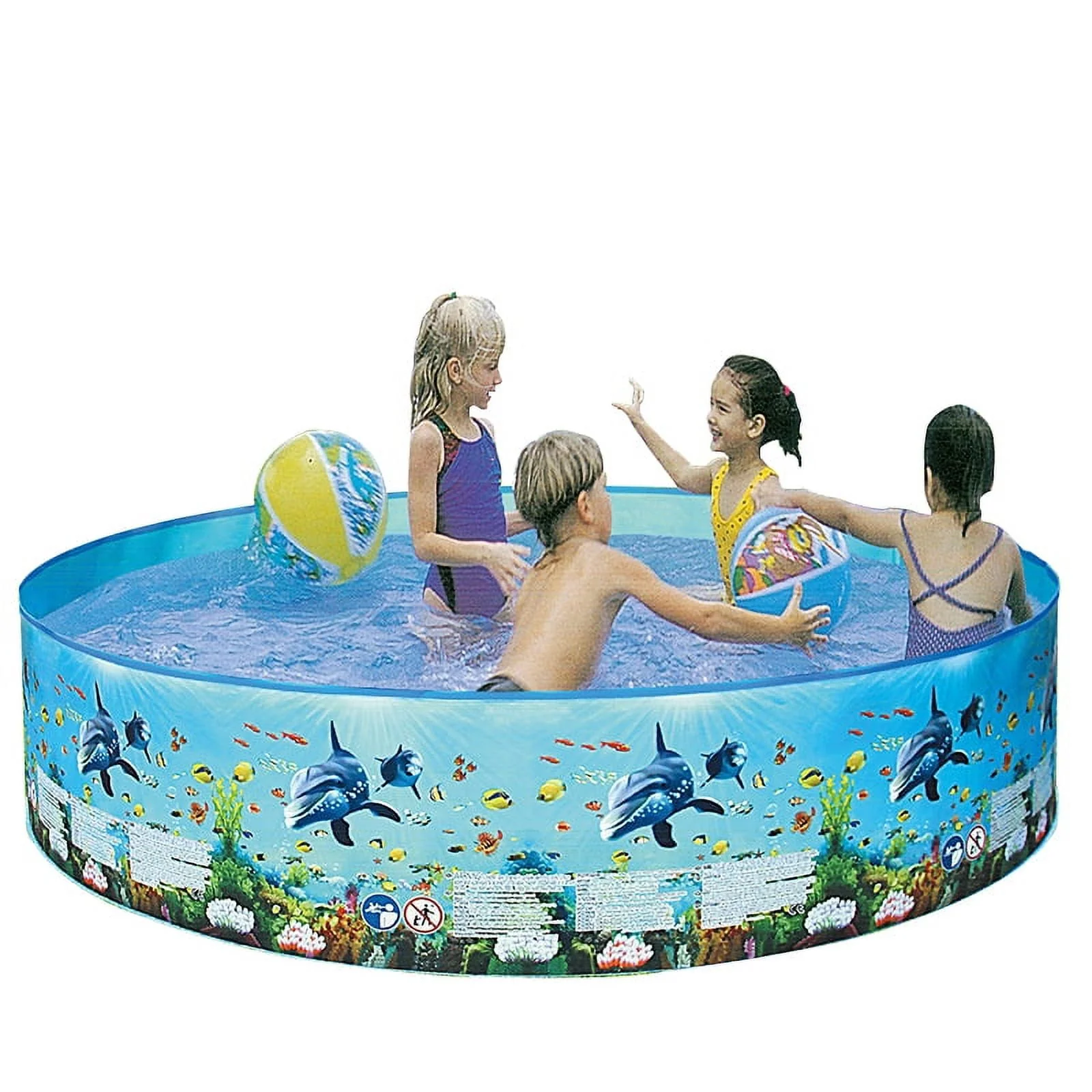 Eccomum Portable Inflation-free Hard Swimming Pool Folding Pool Family Swimming Pool Round Swimming Pool for Babies Kids Adults 48 x 9.8in