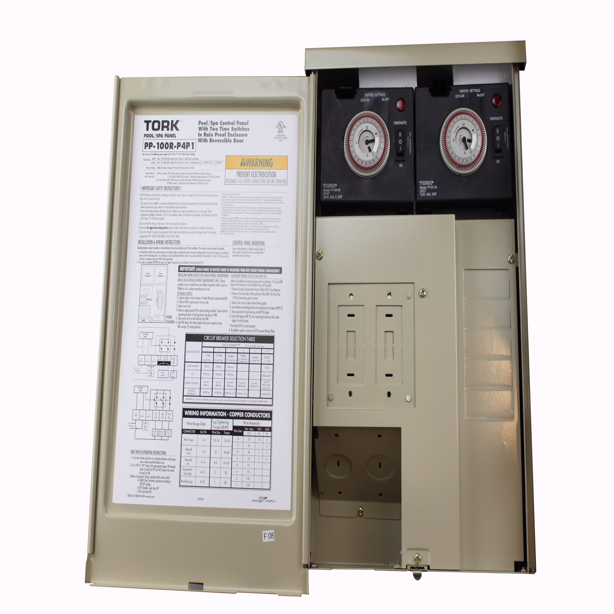 Tork Pp-100R-P4P1 Pp Panel Series Pool And Spa Control Panels With Time Swtich, 240/120 Vac Control