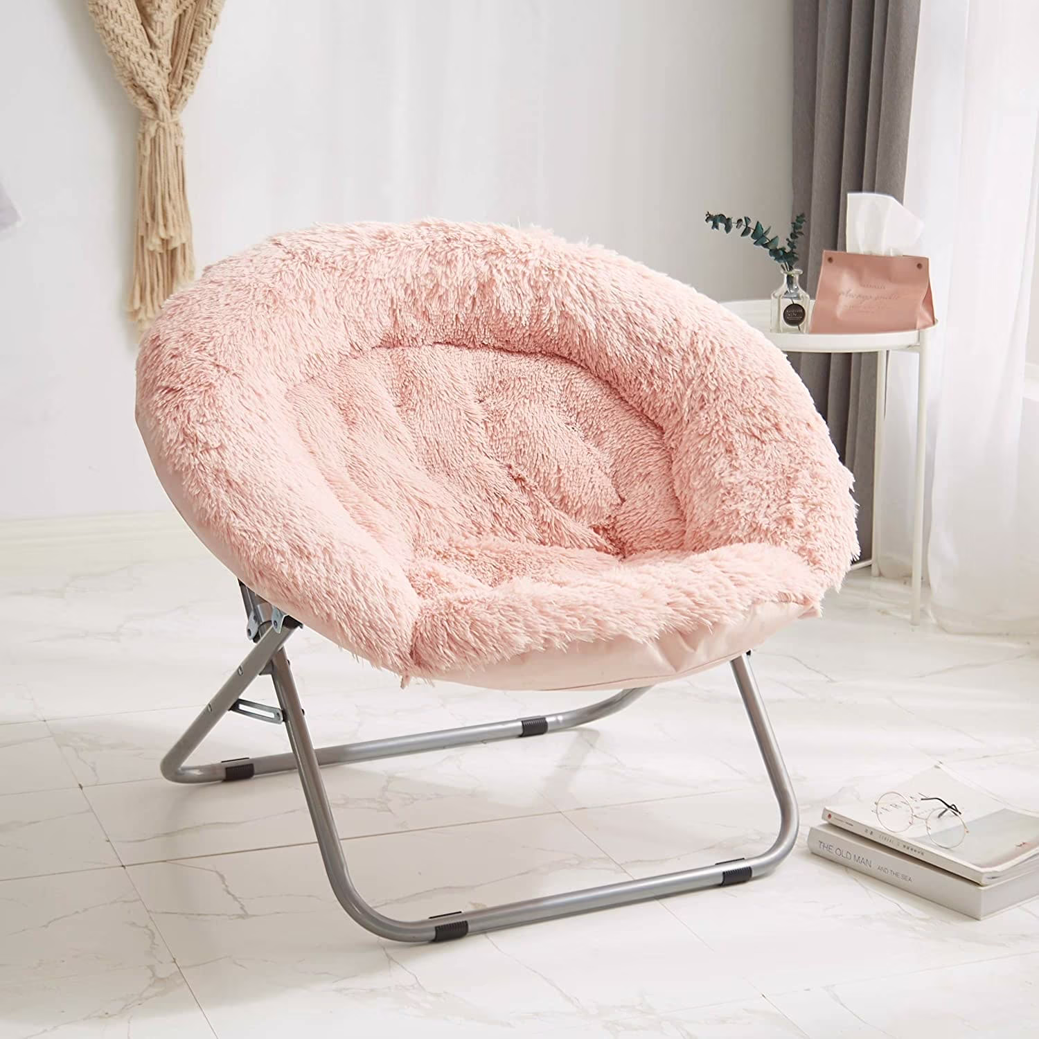 Idea Nuova Urban Lifestyle 37" Mongolian Oversized Saucer Chair Blush
