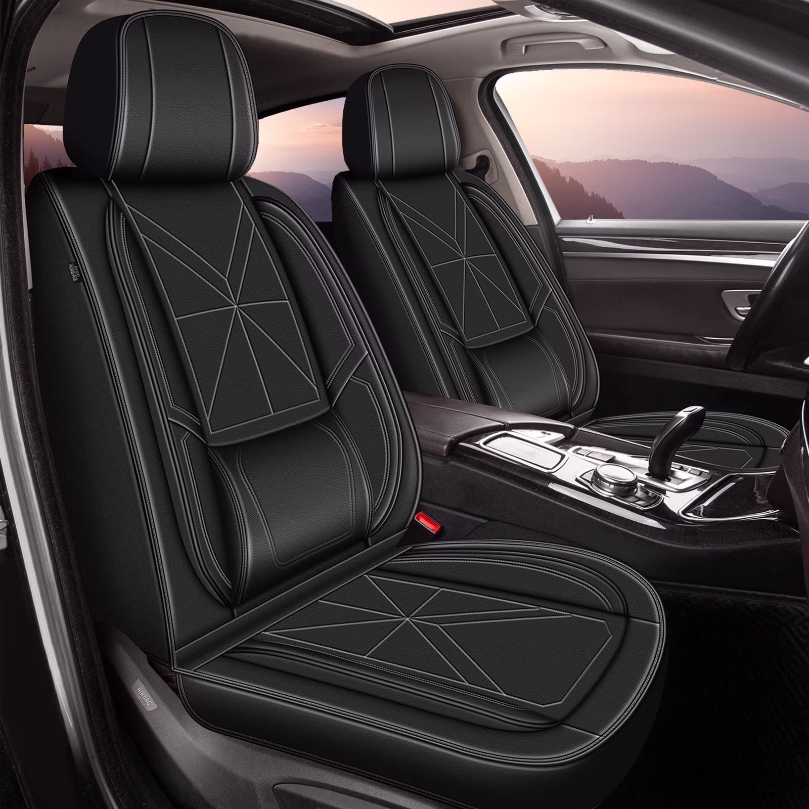 DIKSOAKR Car Seat Covers Full Set Fit For GMC Terrain 2010-2024 Waterproof Fashion Faux Leather Seat Covers 5 Seats Auto Interior Protectors(Black)