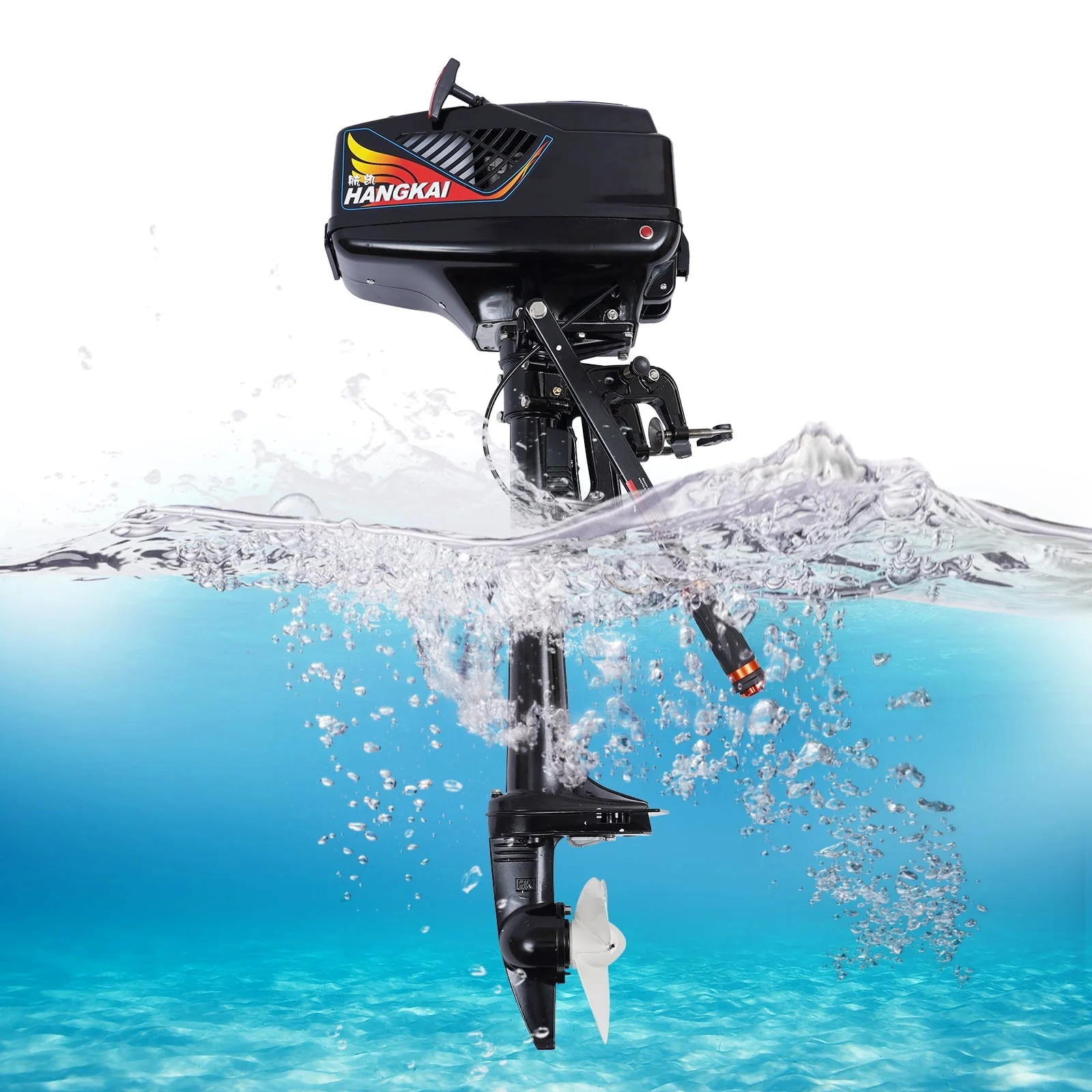 Miumaeov Outboard Motor 3.6HP 2-Stroke Single Cylinder Water Cooling Marine Propeller Fishing Boat Manual Start Outboard Engine for Kayak Yacht Inflatable Boat Rubber Boat