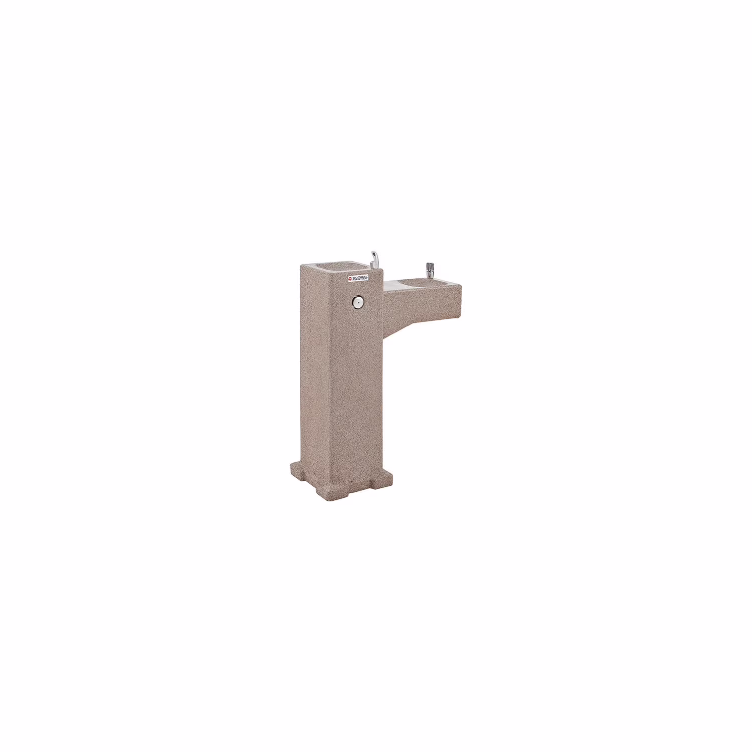 Global Industrial Outdoor Bi-Level Pedestal ADA Rotocast Stone Finish Drinking Fountain