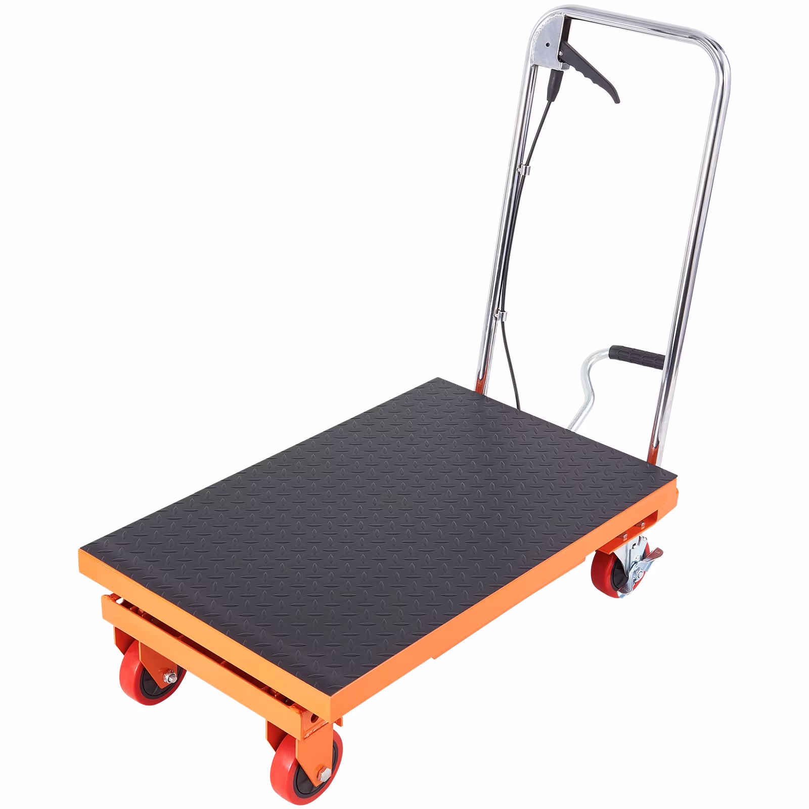 BENTISM Hydraulic Lift Table Cart 500 lbs Manual Scissor Lift Table 28.5" Orange