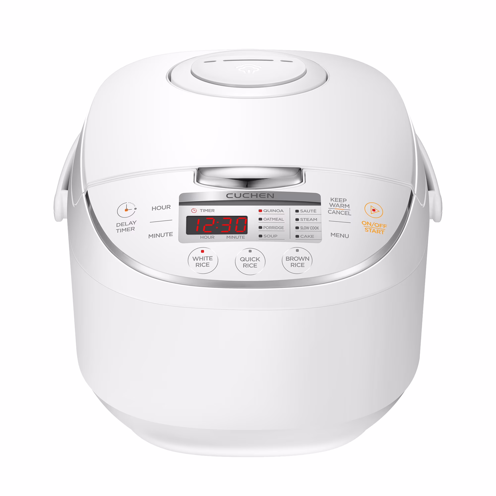 CUCHEN CRM-G0601WUS | Micom Rice Cooker 6 Cup (Uncooked) and Warmer | Direct Touch control | Nonstick Inner Pot | Delay Timer | White