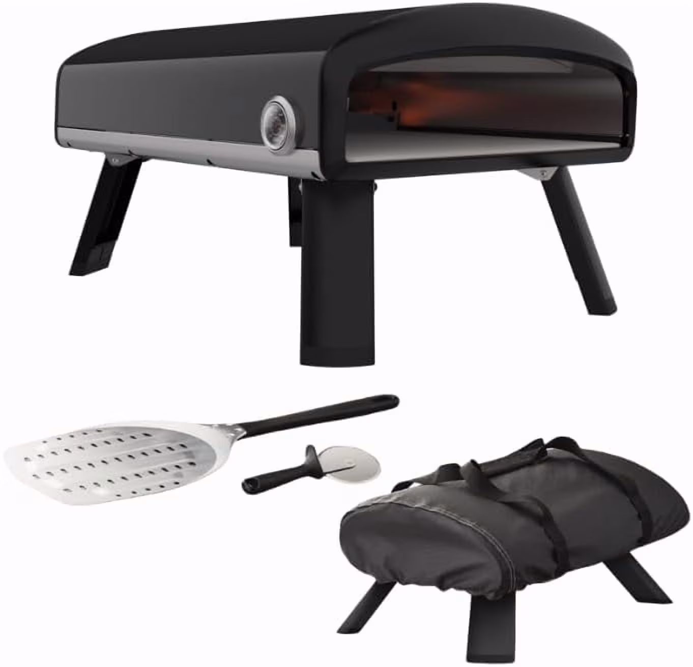 Outdoor Pizza Oven Kit by City Bonfires - Tabletop Portable Pizza Oven Makes 12�� Pizzas in Minutes �C Countertop Propane Gas Pizza Oven - High-Temp 900o F �C Cordierite Pizza Stone - Stainless Steel