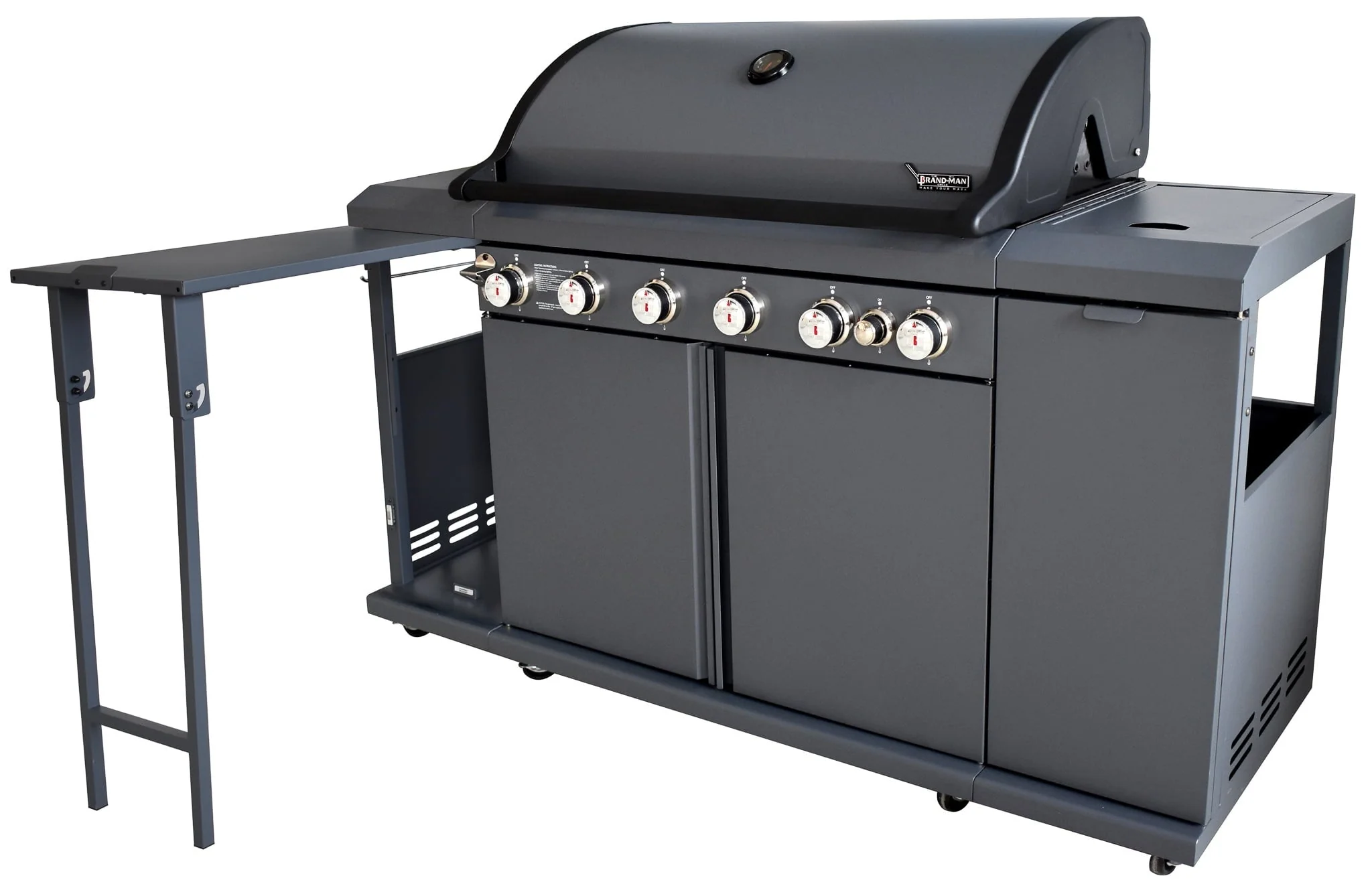 Rustler2 Six(6) Burner Propane Gas Grill Center & Kitchen Island by Brand-Man Grills