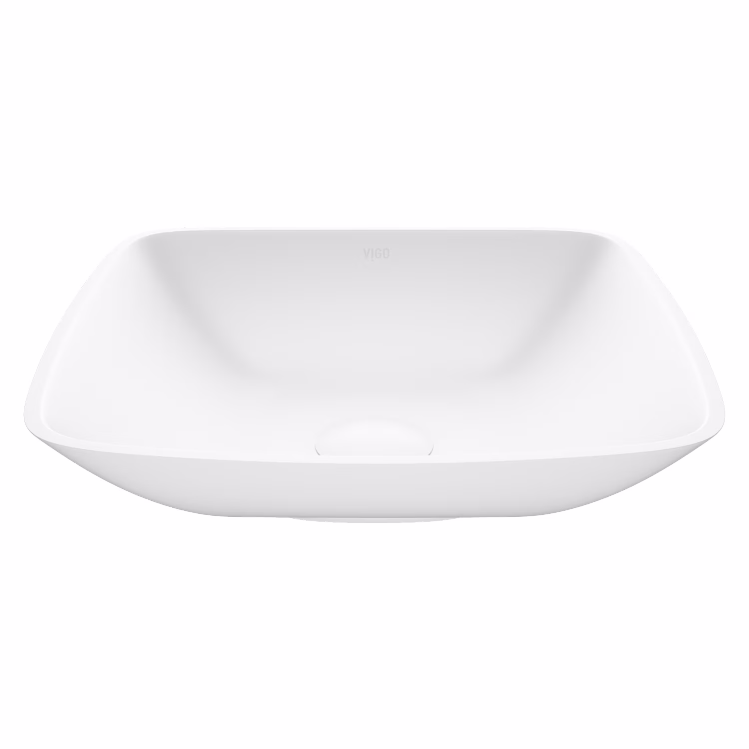VIGO Hyacinth Modern White Matte Stone 14 in. L x 14 in. W x 4 in. H Square Vessel Bathroom Sink