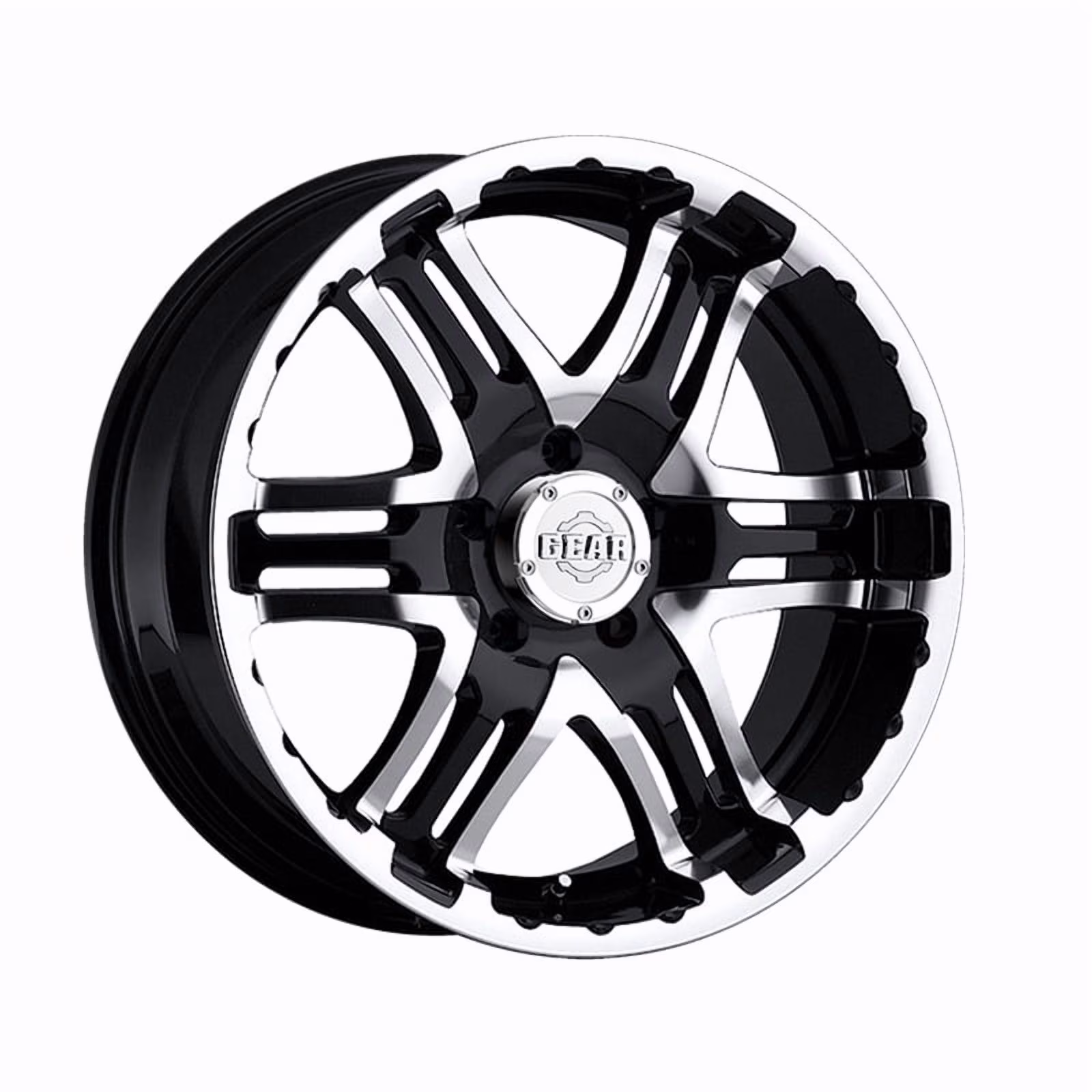 Gear Off Road 713MB DOUBLE PUMP 713MB-6806500 16X8 5X4.50 G/A 713MB DOUBLE PUMP Mirror Machined Face with Gloss Black Accents A118474