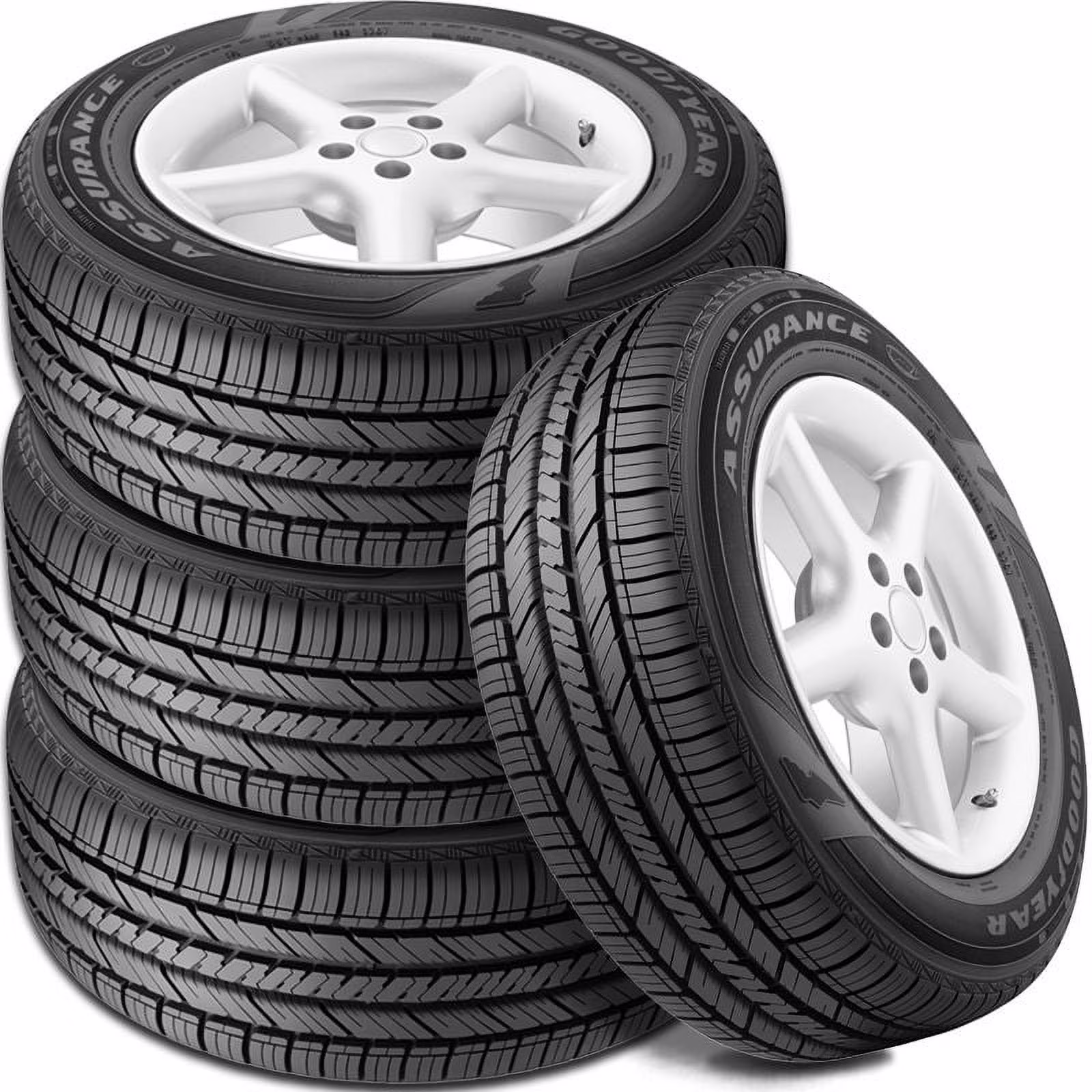 Set of 4 Goodyear Assurance Fuel Max 225/55R17 97V All Season Fuel-Efficient A/S Tires 738754571 / 225/55/17 / 2255517 Fits: 2016-19 Chevrolet Malibu Hybrid, 2011-13 Chevrolet Impala LT
