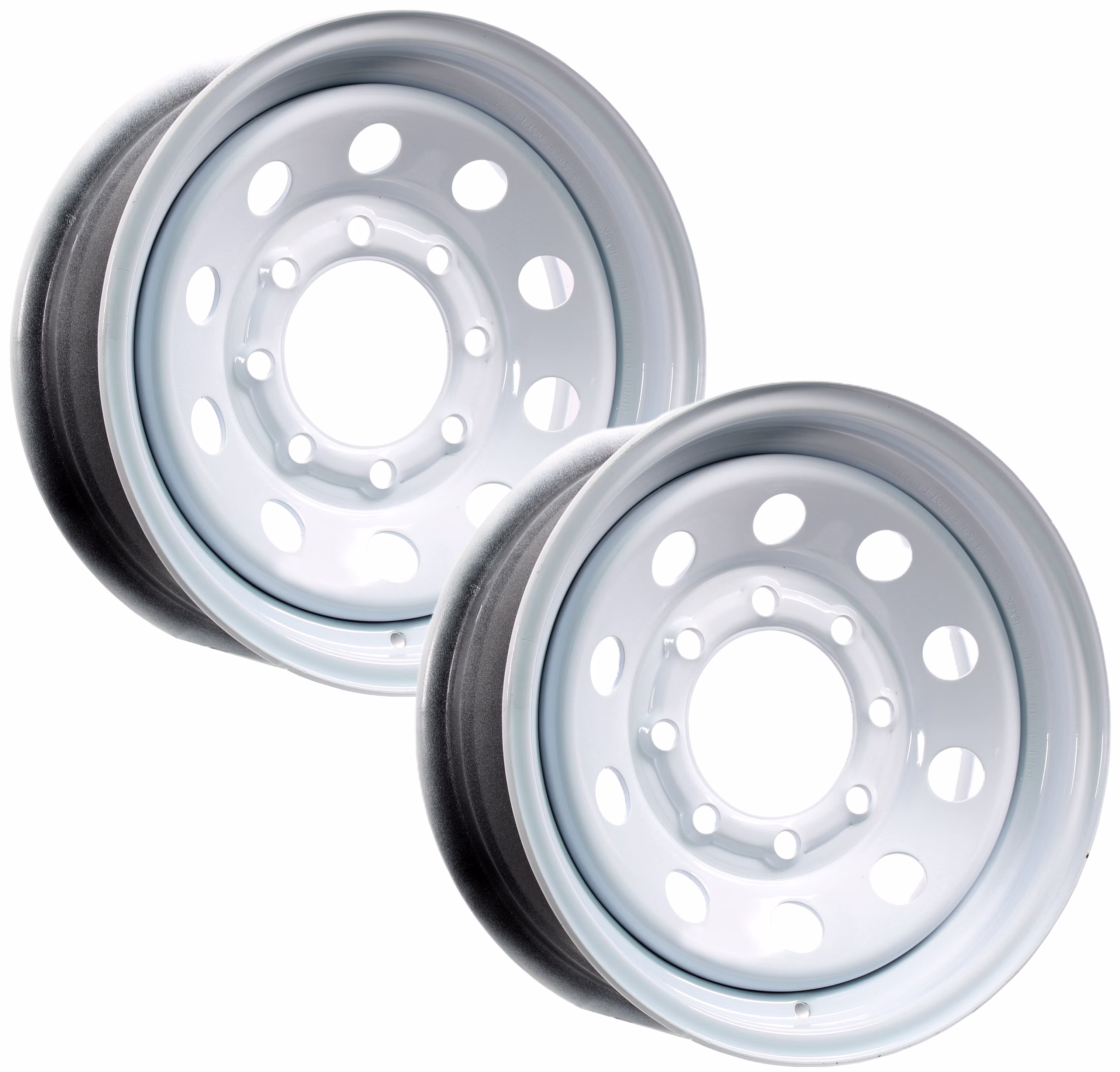 eCustomrim 2-Pack Heavy Duty Equipment Trailer Rims Wheels 16" 16X6 8 Lug White Modular