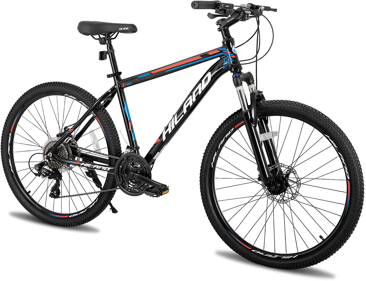 Hiland 26 inch Mens Mountain Bike,24 Speeds Shimano Drive Train MTB,Lock Out Suspension Fork, Black