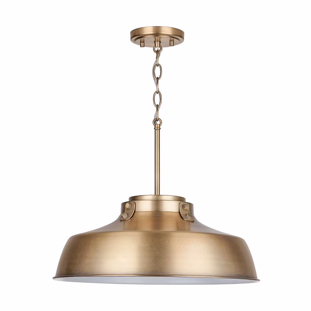 9D328A-Austin Allen-Oakwood - 1 Light Pendant In Urban and Industrial Style-7.25 Inches Tall and 18 Inches Wide-Aged Brass Finish    -Traditional