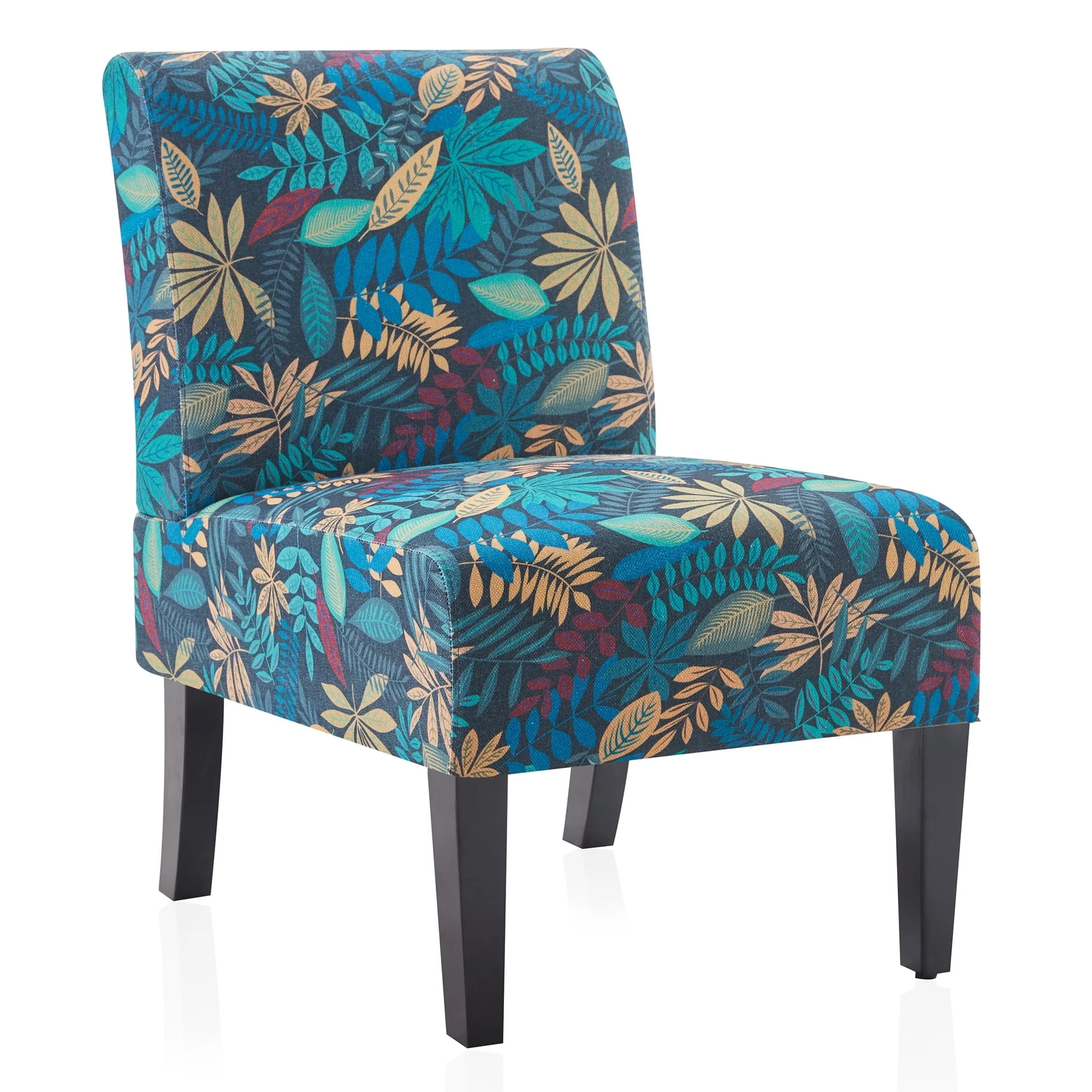 BELLEZE Armless Contemporary Upholstered Single Curved Slipper Accent Chair Living Room Bedroom, Leaf