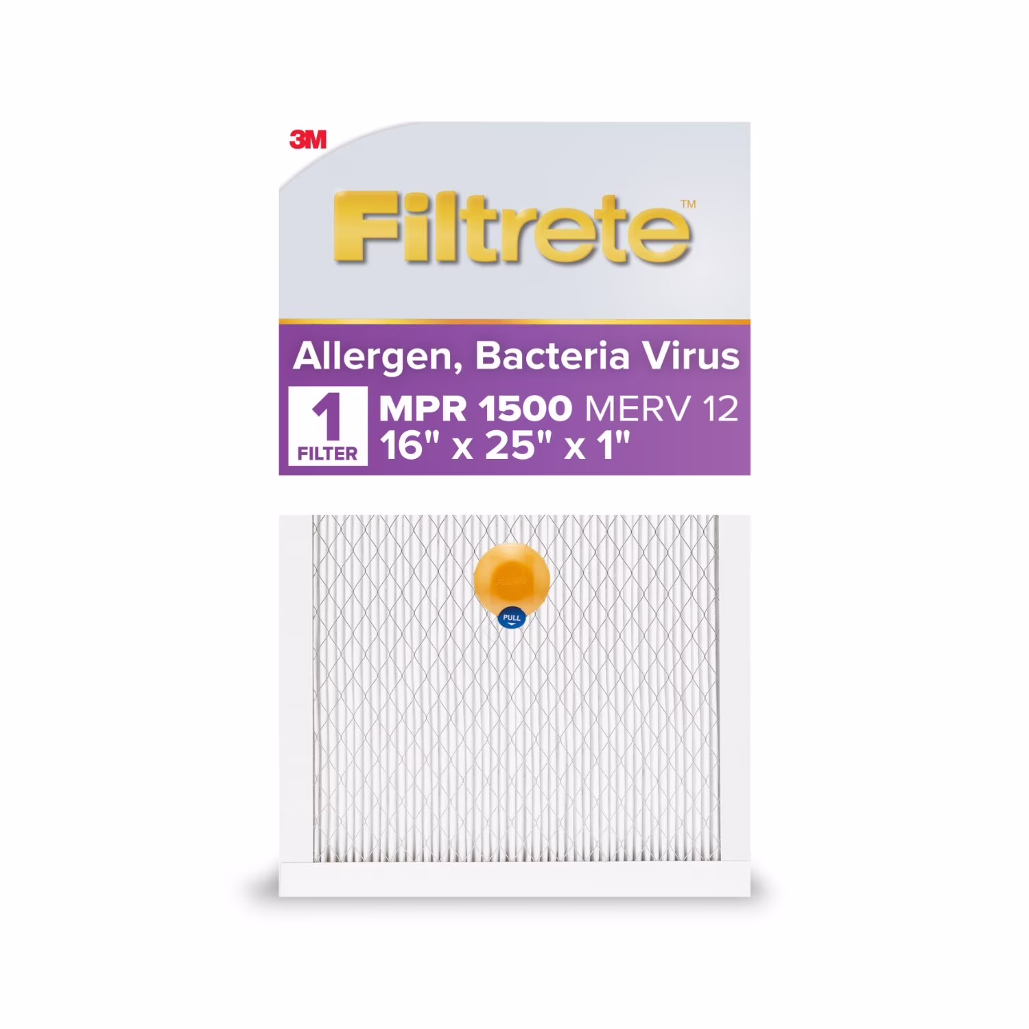 Filtrete 16x25x1 Smart Air Filter, MPR 1500 MERV 12, Allergen, Bacteria Virus, 1 Filter