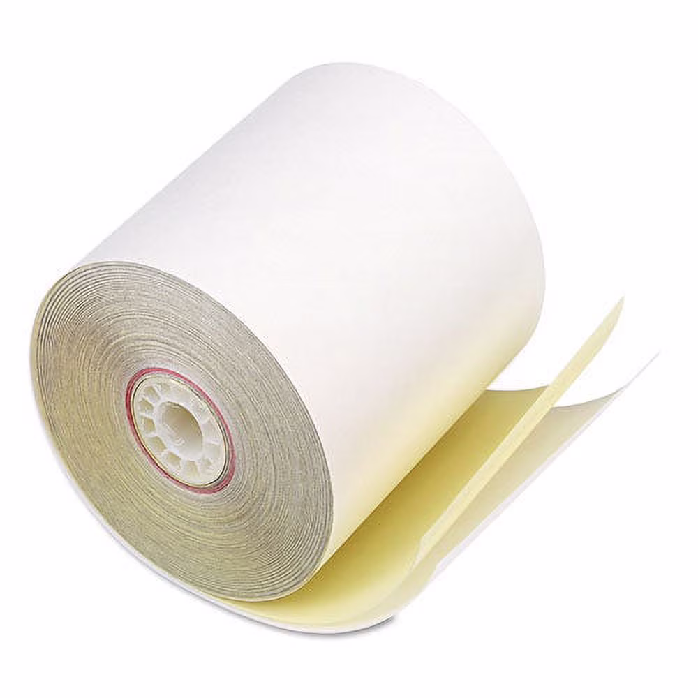 Iconex Impact Printing Carbonless Paper Rolls, 3" X 90 Ft, White-Canary, 50-Carton