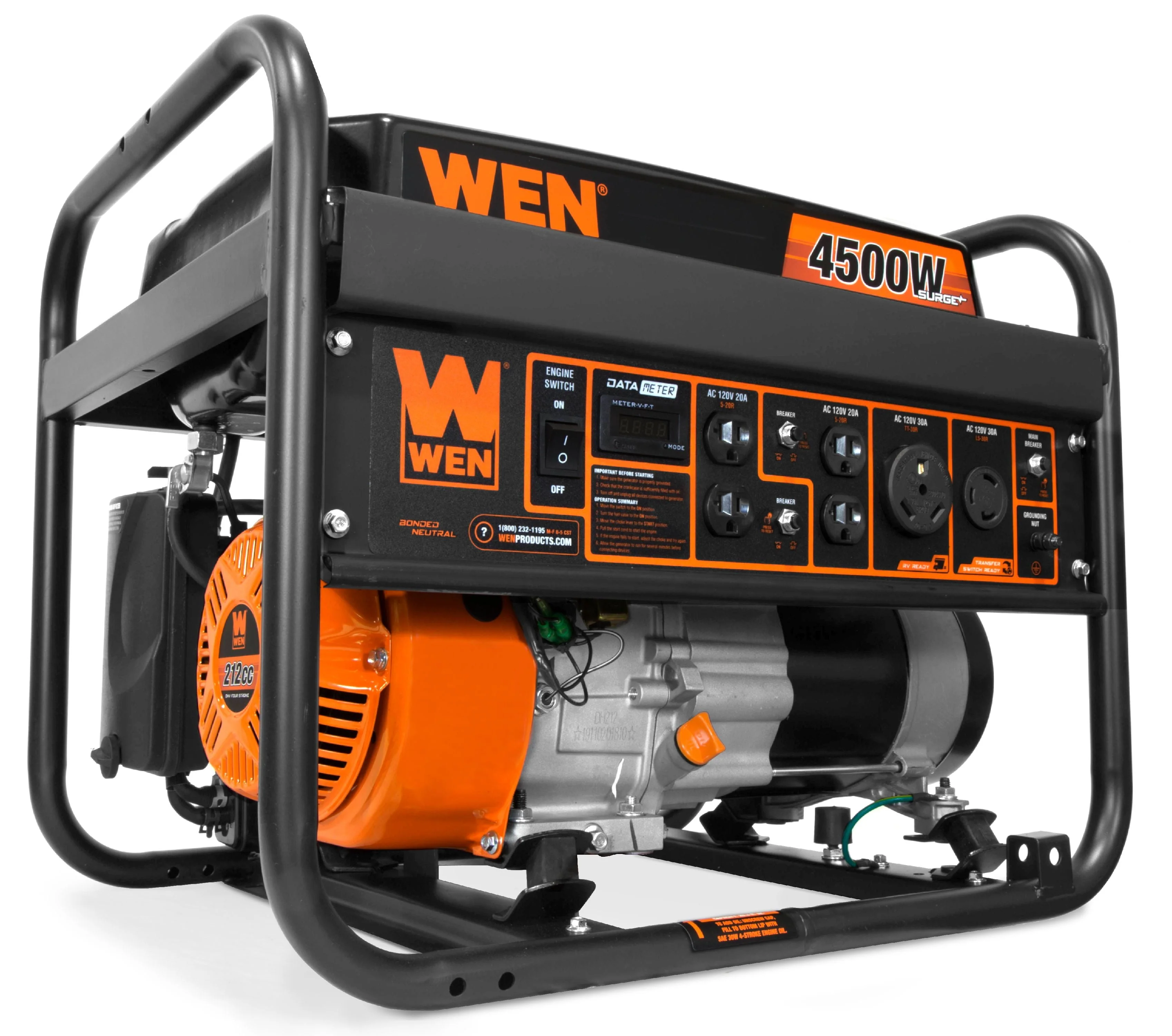 WEN 4500-Watt 212cc Transfer Switch and RV-Ready Portable Generator, CARB Compliant