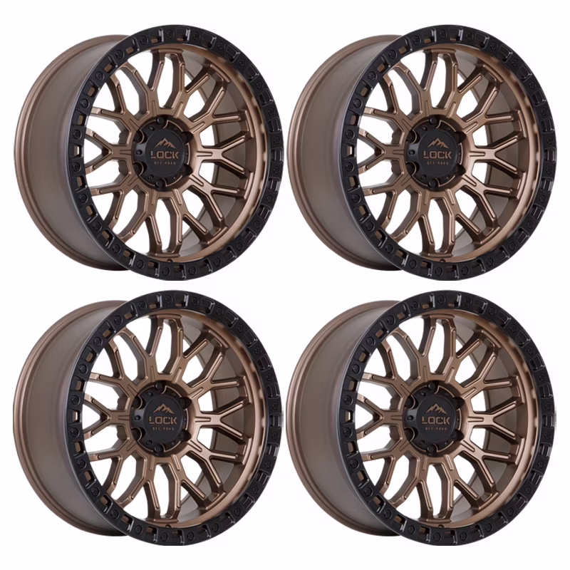 4 x Lock Offroad Combat Matte Bronze Wheels 6x139.7 17x9 -12et Truck Suv Rims