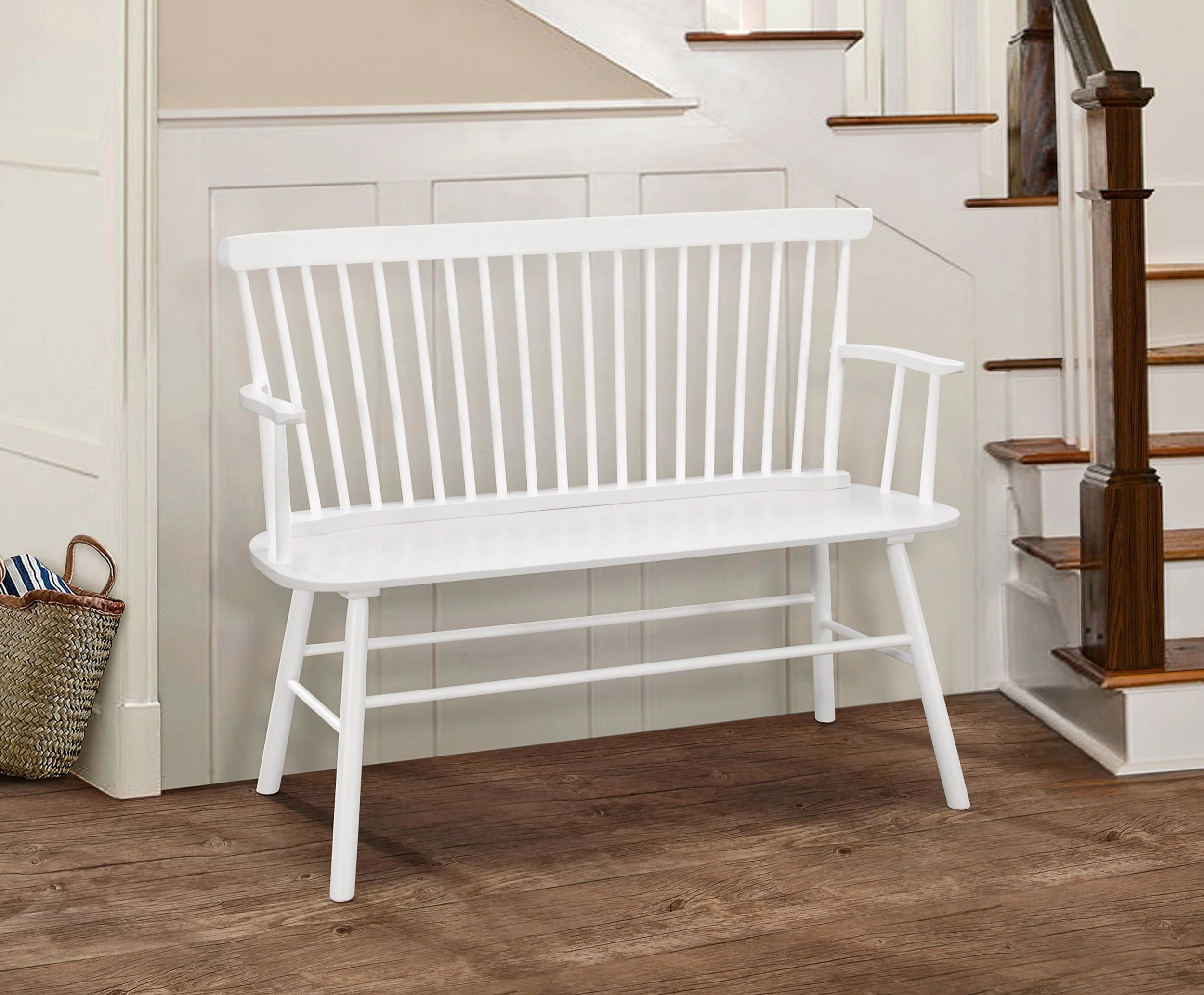 Crown Mark Jerimiah Back Support Bench, White