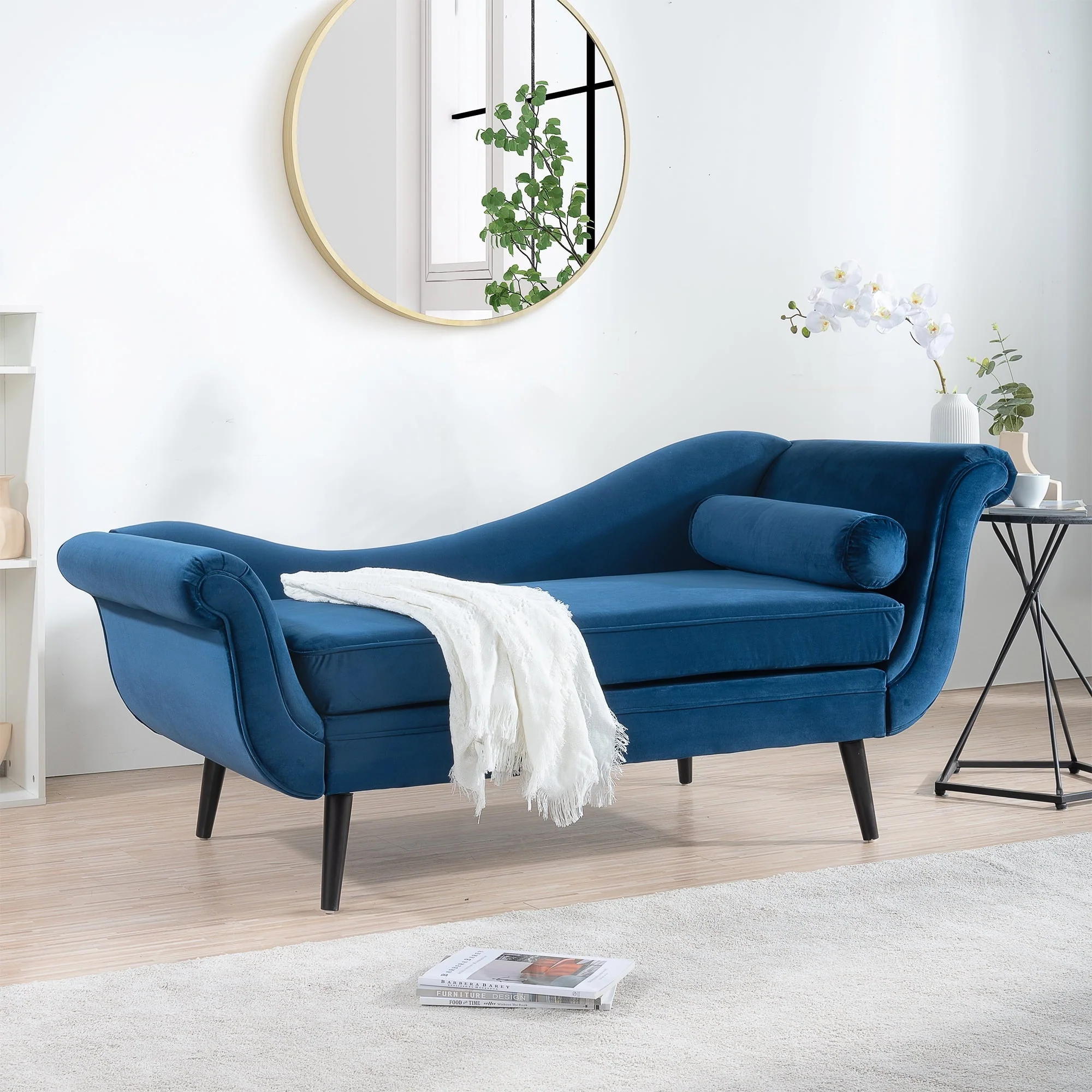 Calvert Contemporary Chaise Lounge with Scroll Arms