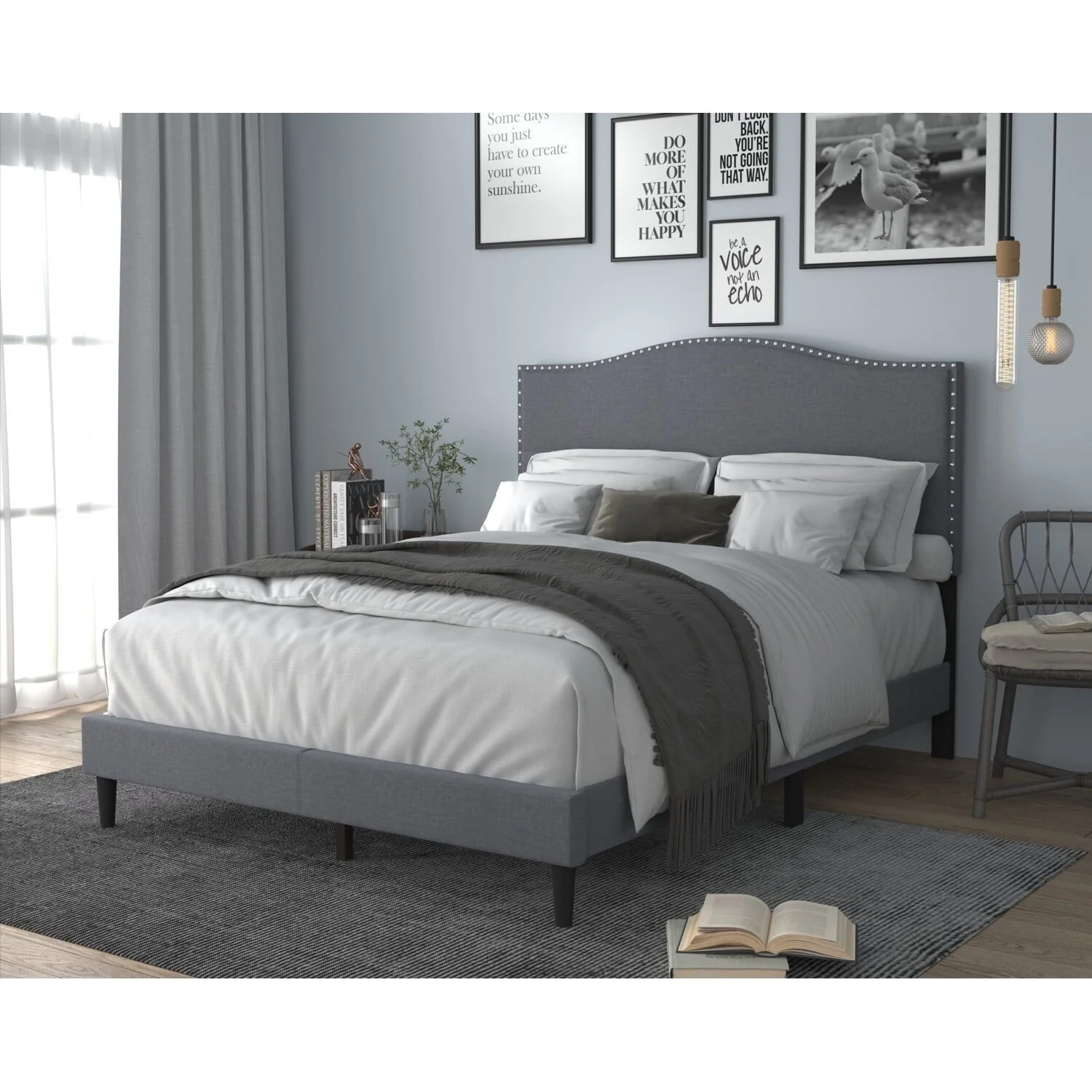 Manuel Upholstered Platform Bed Grey - Twin