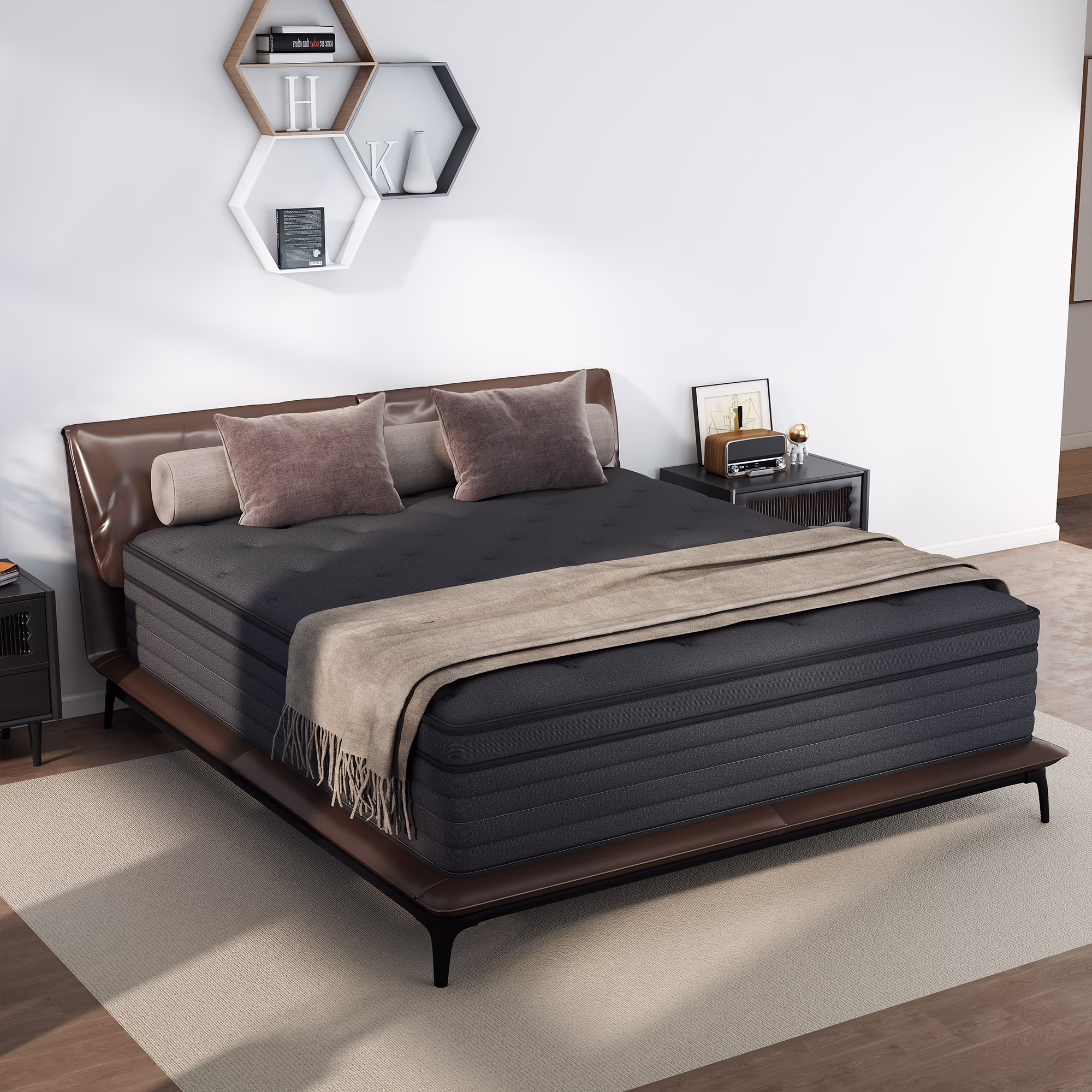Mulinature 14 Inch Pressure Relief Twin Memory Foam Mattress Individual Pocket Spring Mattress