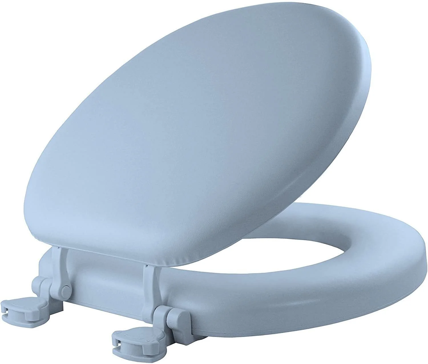 Mayfair 15EC 034 Removable Soft Toilet Seat that will Never Loosen, ROUND - Premium Hinge, Sky Blue