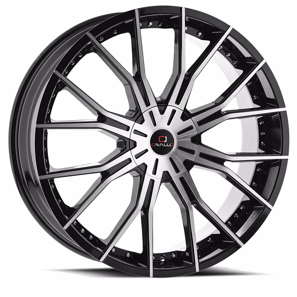 CAVALLO CLV-36 26X9.5 6X135 +25ET 87.1CB GLOSS BLACK & MACHINED WHEEL