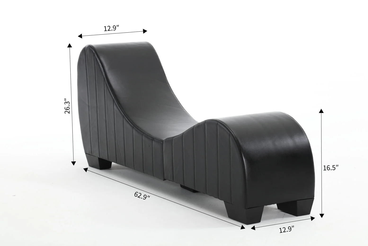 Walkfairy Yoga Chaise Lounge for Stretching & Relaxation Modern Faux Leather Curved Sofa, Modern Faux Leather Curved Sofa, Living Room Bedroom Accent