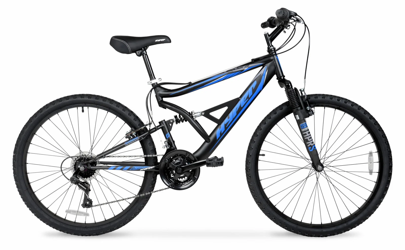Hyper Bicycles Men's 26" Shocker Mountain Bike, Black/Blue