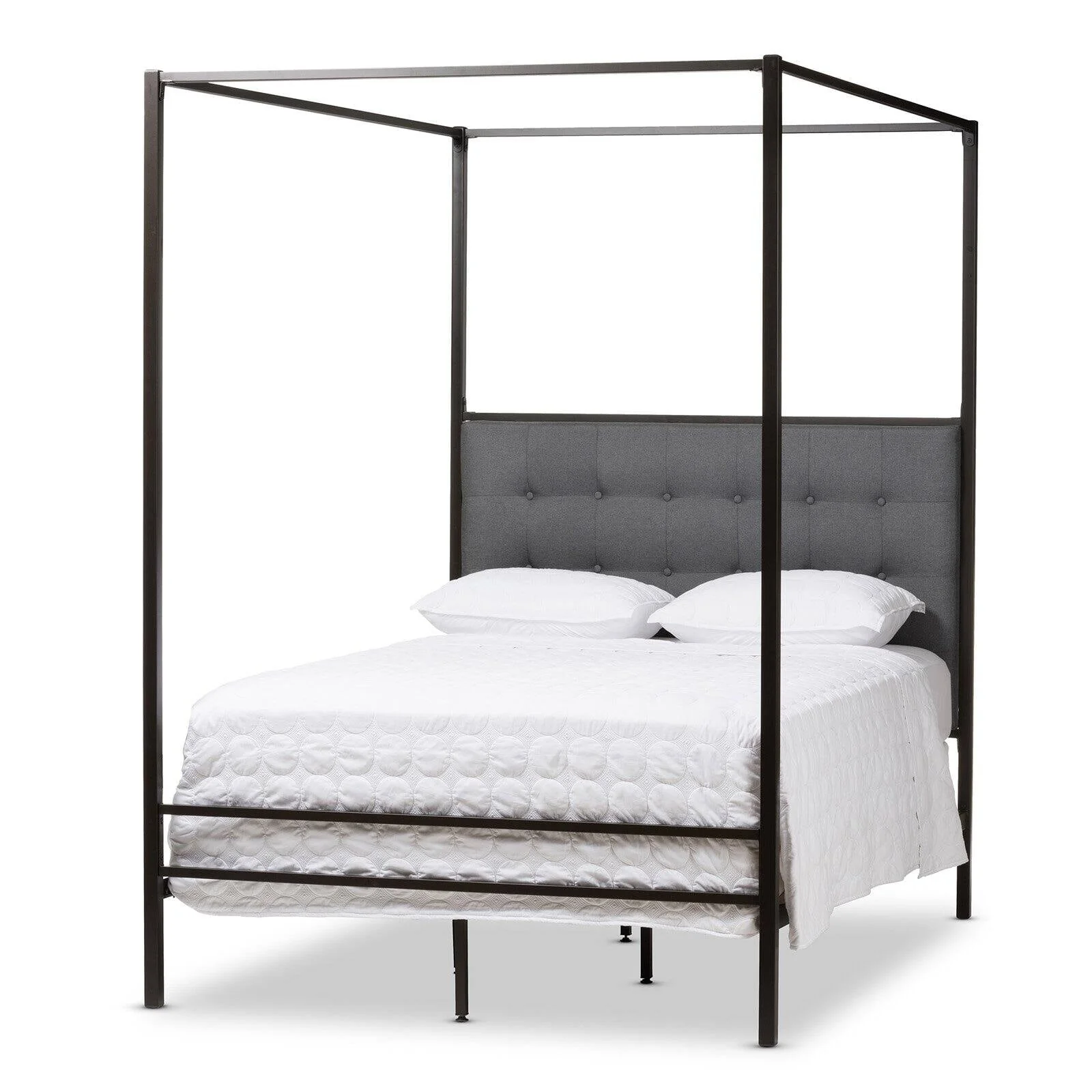 Baxton Studio Eleanor Vintage Black Finished Metal Canopy Queen Bed