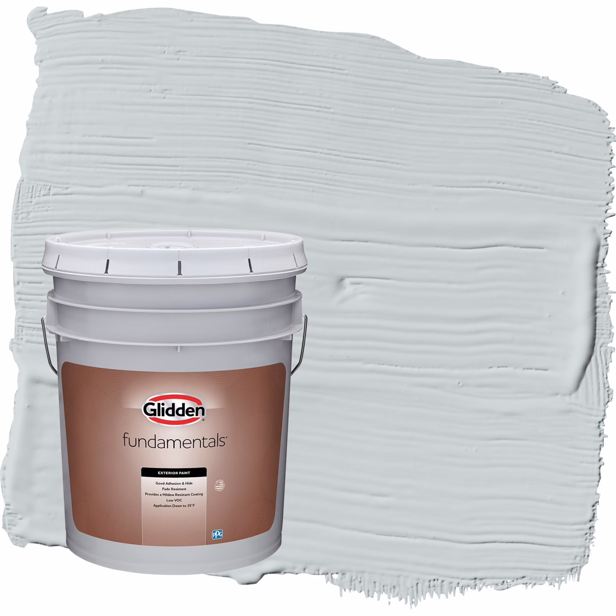 Glidden Fundamentals Winter Chill / Gray Satin Exterior Paint, 5 Gallon