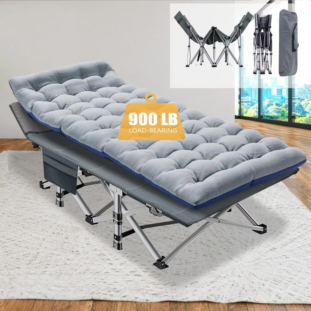 Docred Camping Cot Folding Camping Bed for Adults, Heavy Duty Collapsible Sleeping Bed, Travel Military Portable Cots Bed with Carry Bag & 2-Sided Mattress for Indoor & Outdoor Use