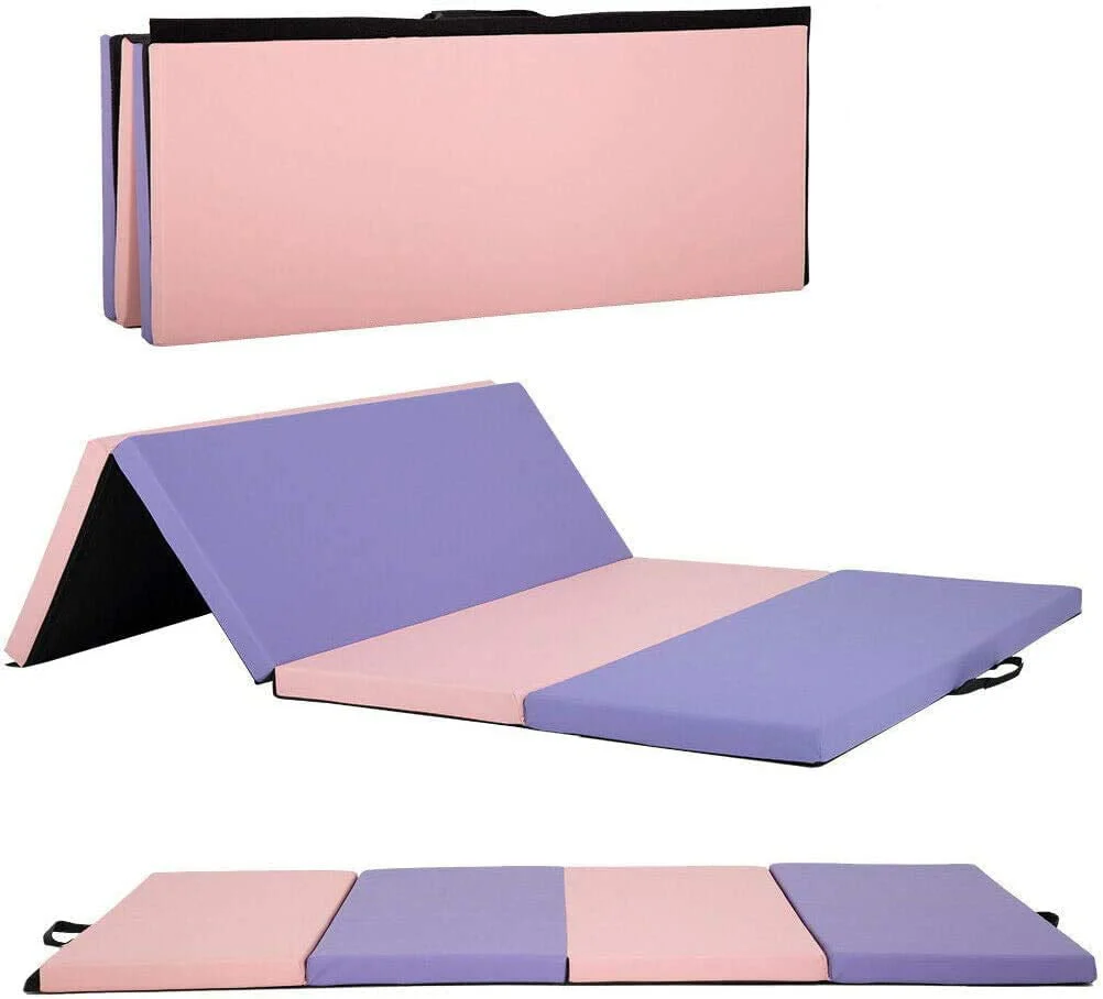 Dkelincs Folding Gymnastics Mats with Handle 6'x4'x2" 4 Panel Tumbling Exercise Mat Waterproof, CM