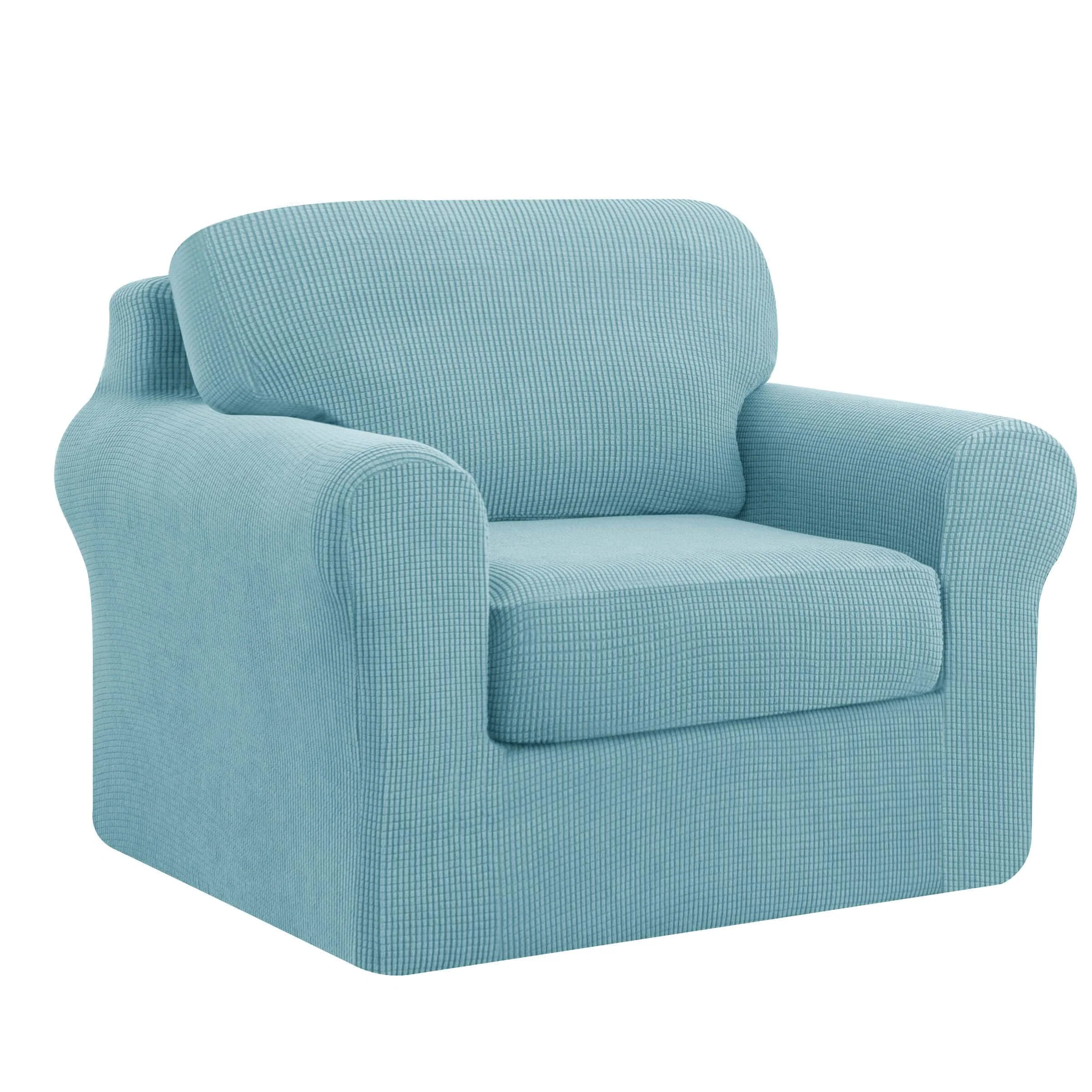 Subrtex Sofa Slipcover Sets 3 Pieces Stretch Couch Cover Backrest Cushion Covers (Armchair, Steel Blue)