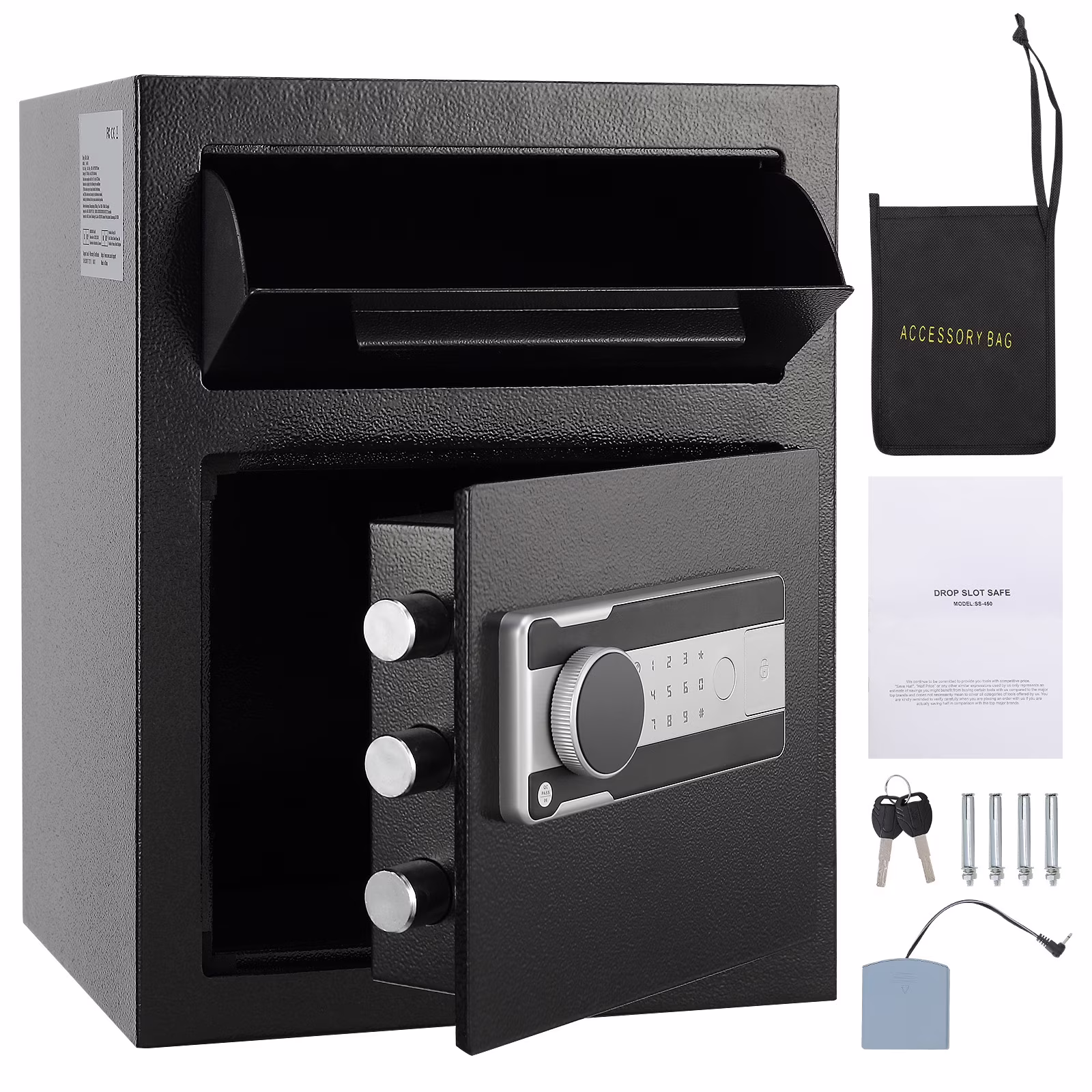 BENTISM 1.7 C Digital Depository Safe Deposit Safe Security Safe Box Made of Carbon Steel with Deposit Slot with Two Emergency Keys Depository Safe Box for Home Hotel Restaurant and Office