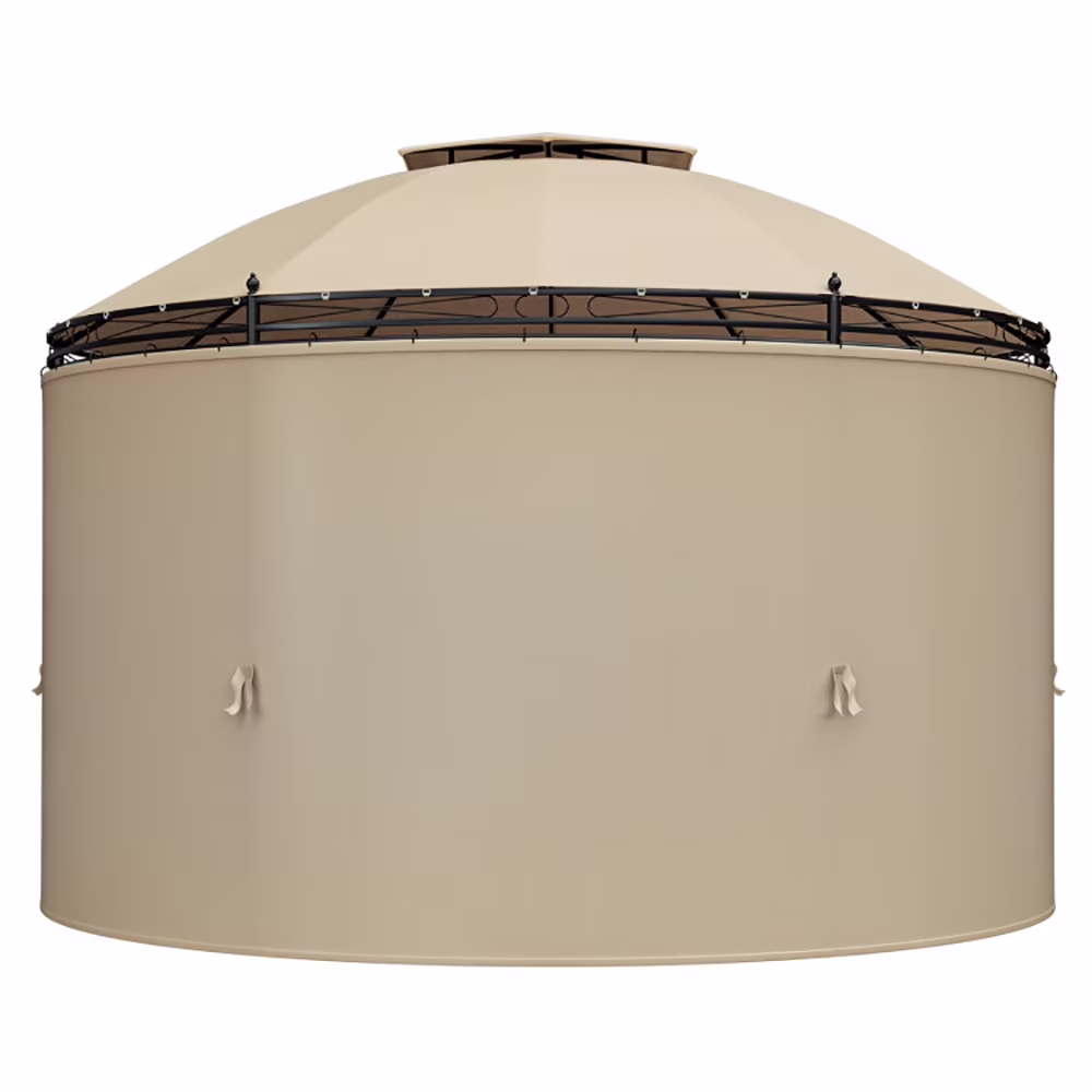 Spaco 11.5 ft Outdoor Patio Round Dome Gazebo Canopy Shelter with Double Roof Steel-Brown, Party Tent for Outside Party Waterproof Tent BBQ Shelter
