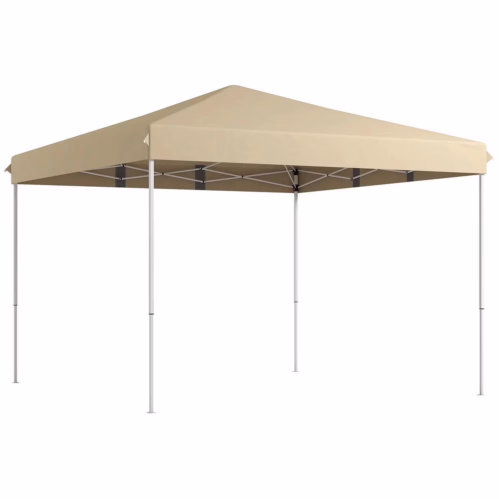 GVN Backyard Garden Canopy, Camping Canopy Screen Tent,13' x 13' Pop Up Canopy Tent with Height Adjustable, Carry Bag for Outdoor, Garden, Patio, Beige