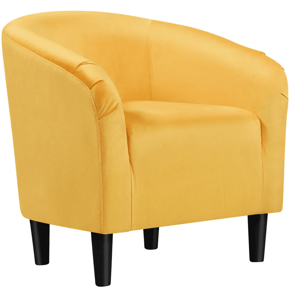 Alden Design Upholstered Velvet Club Accent Chair for Living Room, Yellow