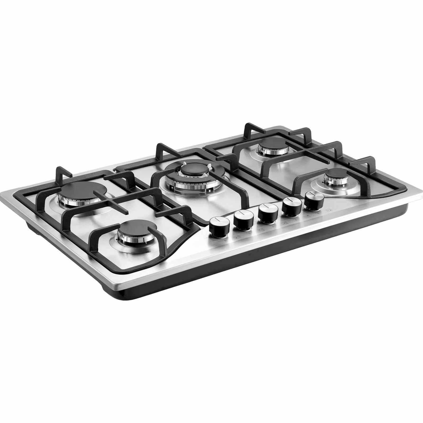 KFFKFF 30-inch Gas Range, Quintuple Burners Integrated Gas Cooktop, Peak 12250BTU NG/LPG Adaptable Stainless Steel Propane Stove, Featuring Thermocouple Safety for Outdoors, Small Living Spaces