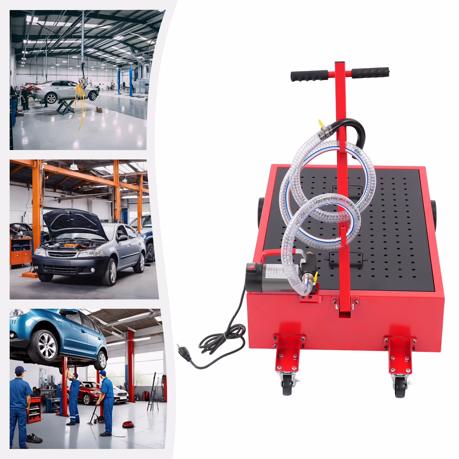 Oil Drain Pan 20 Gallon Oil Drain Tank Oil Change Pan with Manual Rotary Pump for Buses, Cars, SUVs