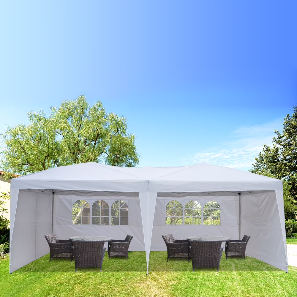 Lowestbest 10' x 20' Party Tent with 4 Side Walls, Portable Canopy Tents Folding Gazebo Canopy, White