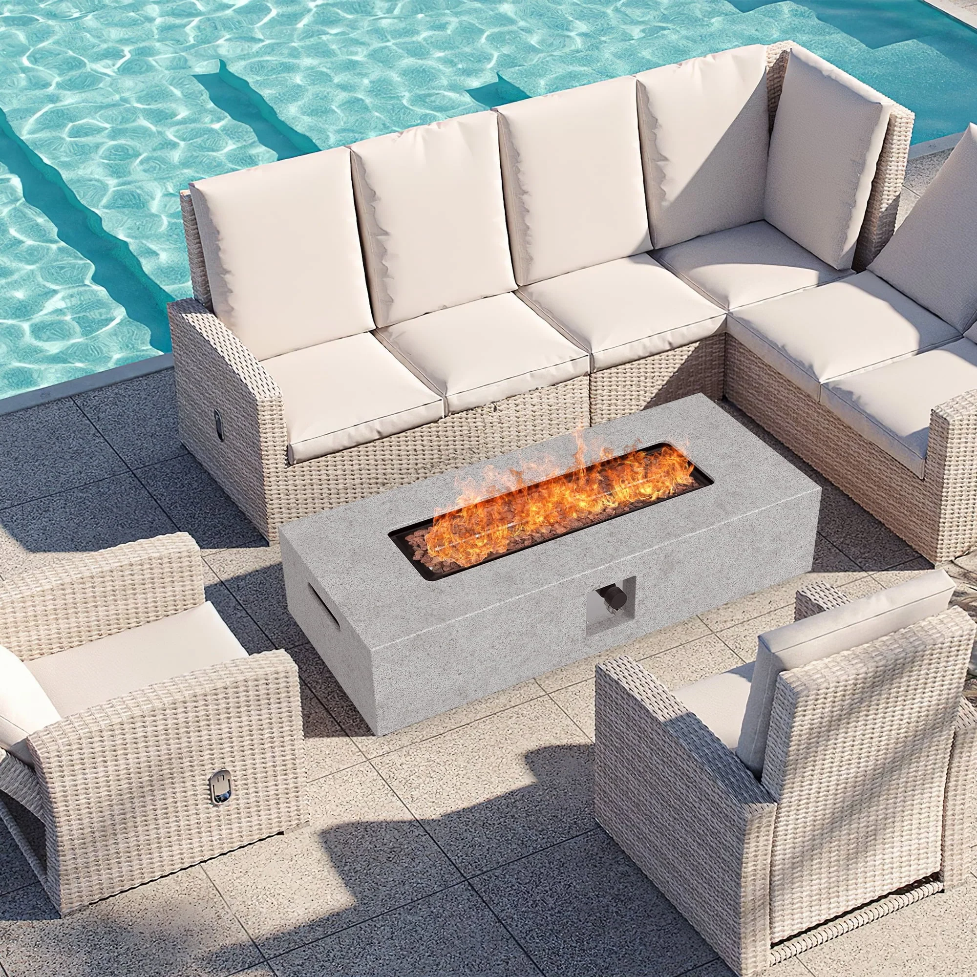 ESSENTIAL LOUNGER 56" x 28" 50000 BTU Propane Fire Pit Table