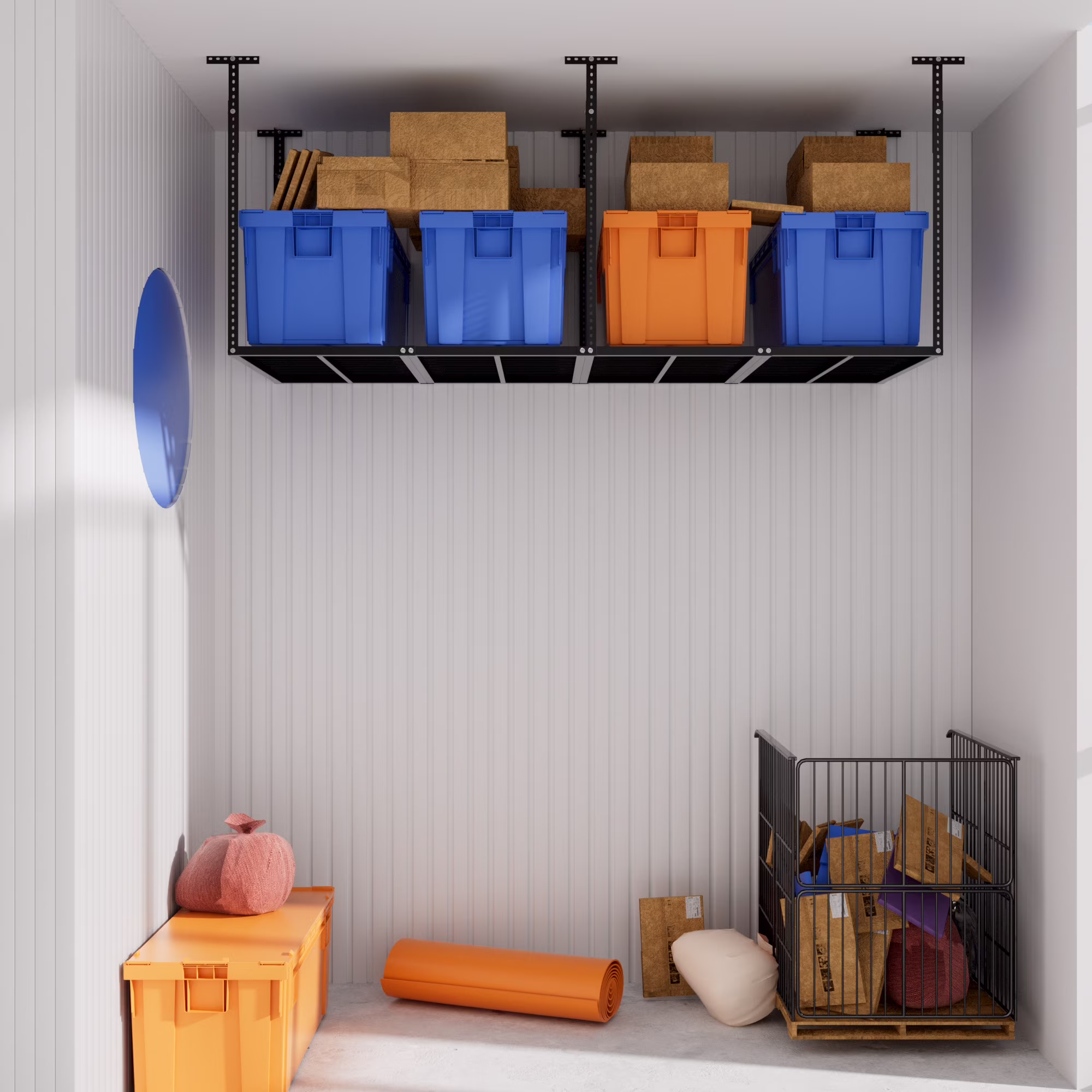 Ktaxon 3x8 Overhead Garage Storage Rack, Heavy Duty Adjustable Ceiling Mounted Storage Racks, 750LBS Weight Capacity, Black