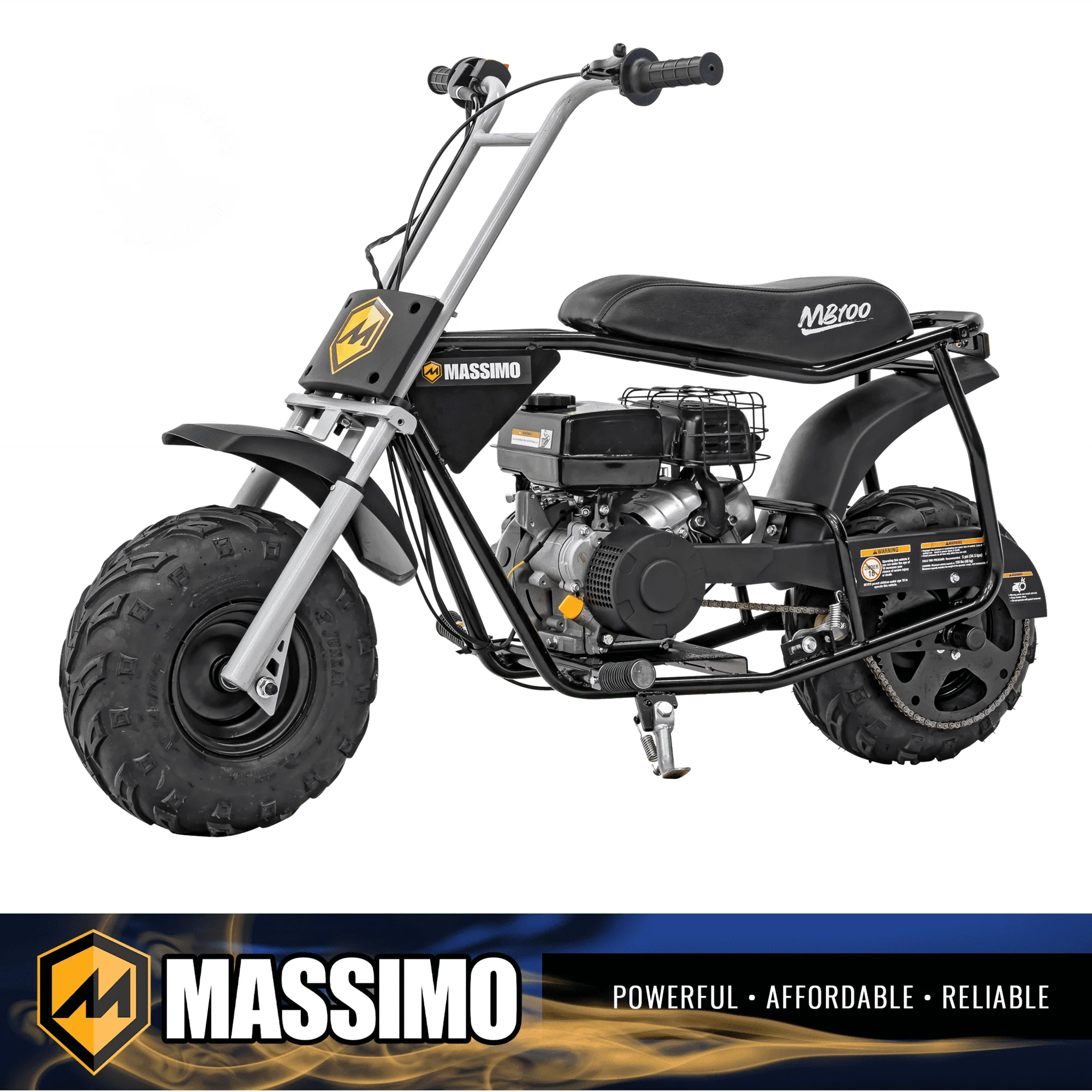 Massimo MB100 Minibike 79cc 2.5HP, Gas Powered, Trail Bike, Pocket Bike - Black