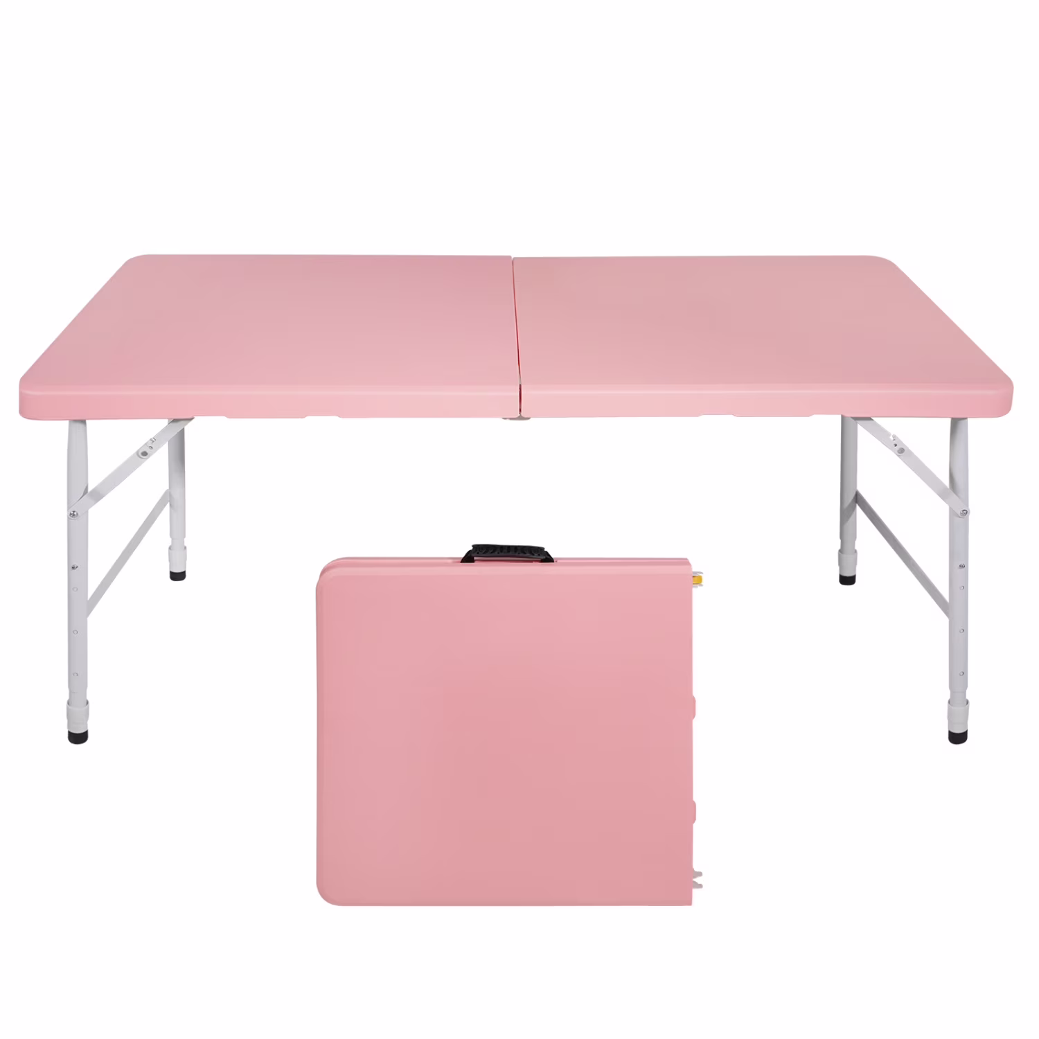 4ft Portable Folding Table, Indoor&outdoor Collapsible Table-Maximum Weight 297 Lb, Foldable Table Compact Table for Camping,Picnic, Barbecuing, Fishing, Market Stall, Family Gathering, Pink