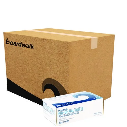 Boardwalk Standard Aluminum Foil Pop-Up Sheets, 63 Gauge, 9 x 10.75, 500/Box, 6 Boxes/Carton