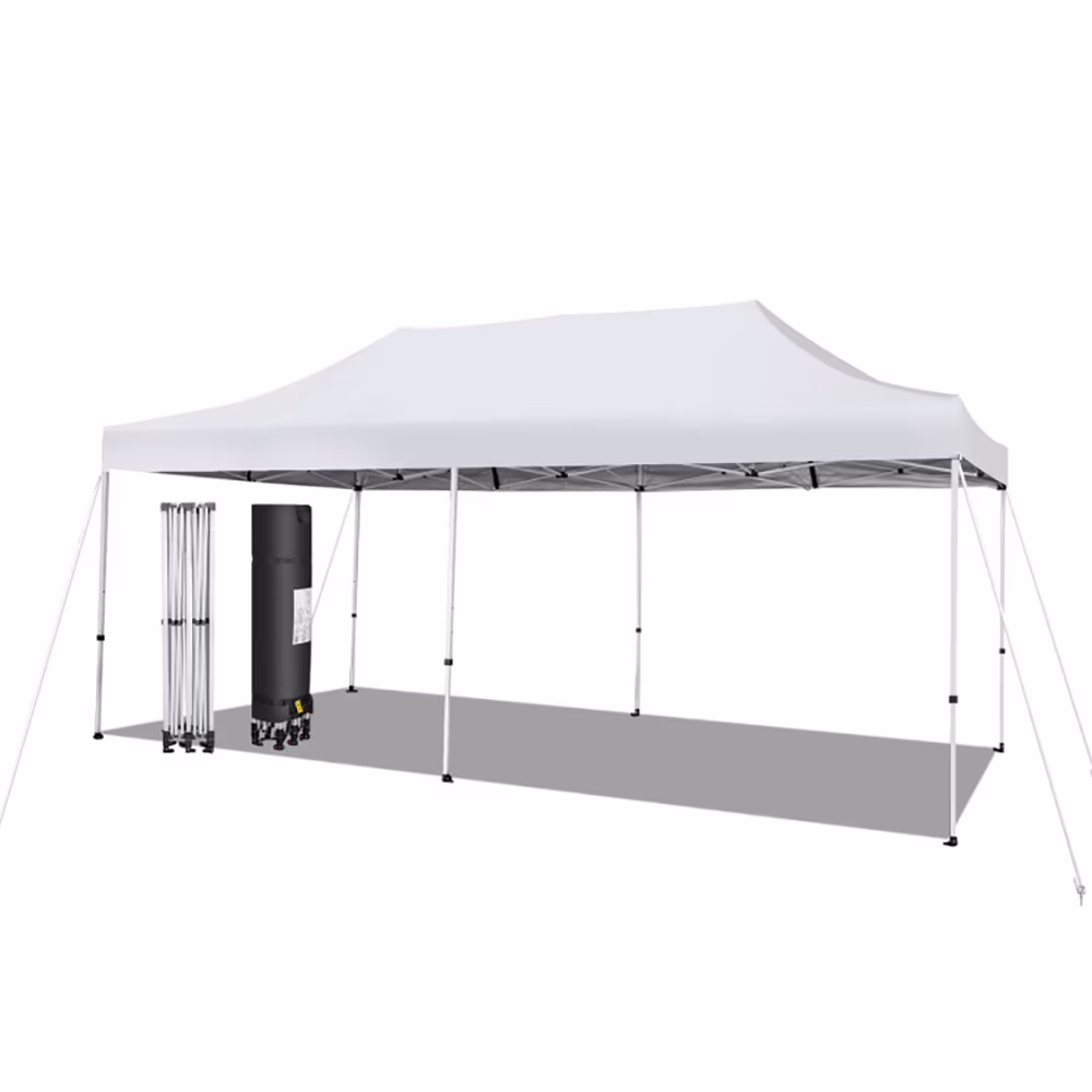Spaco 10 x 20 Feet Outdoor Pop-Up Patio Folding Canopy Tent-White, Party Tent for Outside Party Waterproof Tent BBQ Shelter